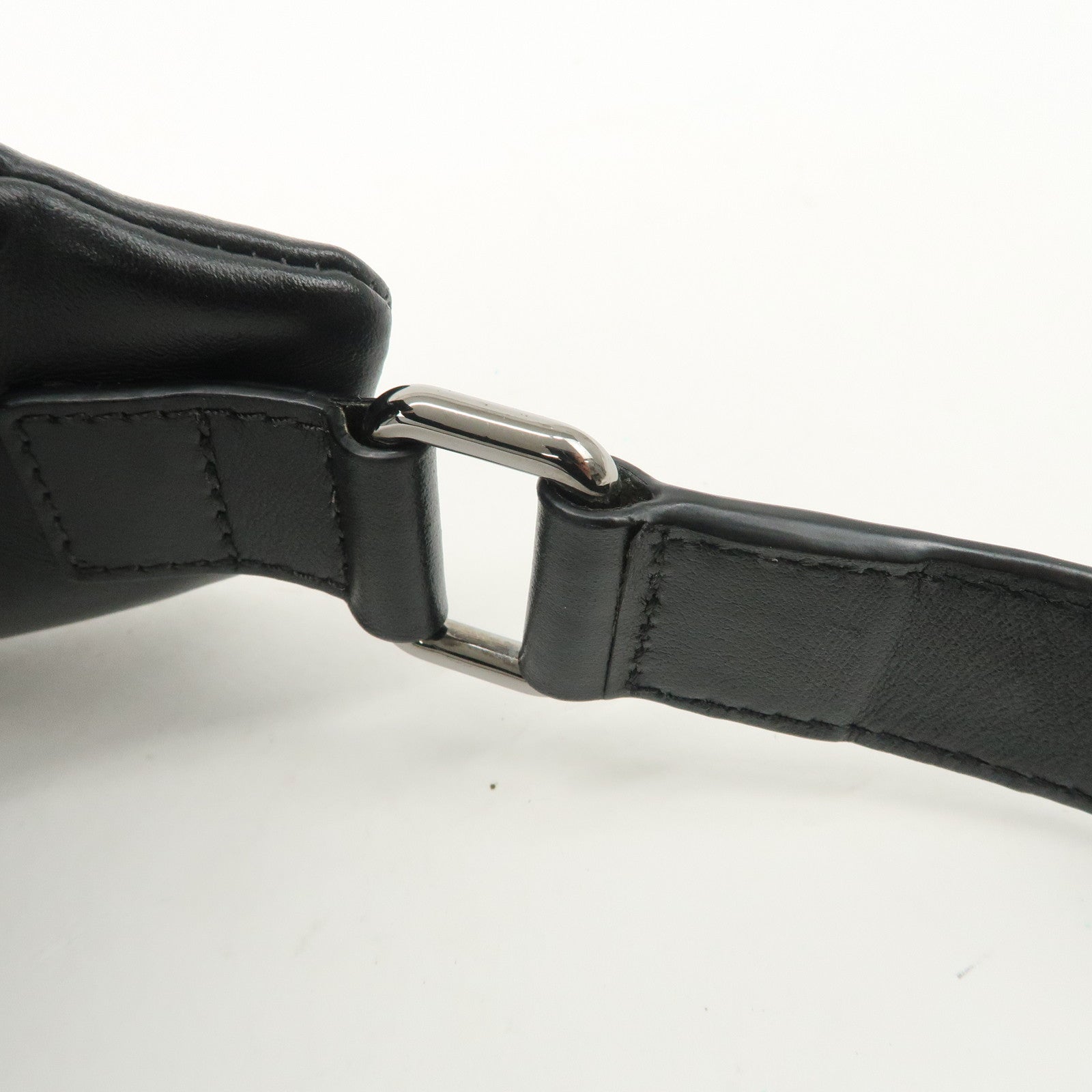 JIMMY CHOO Leather Waist Bag Crossbody Bag Black Silver Hardware Used