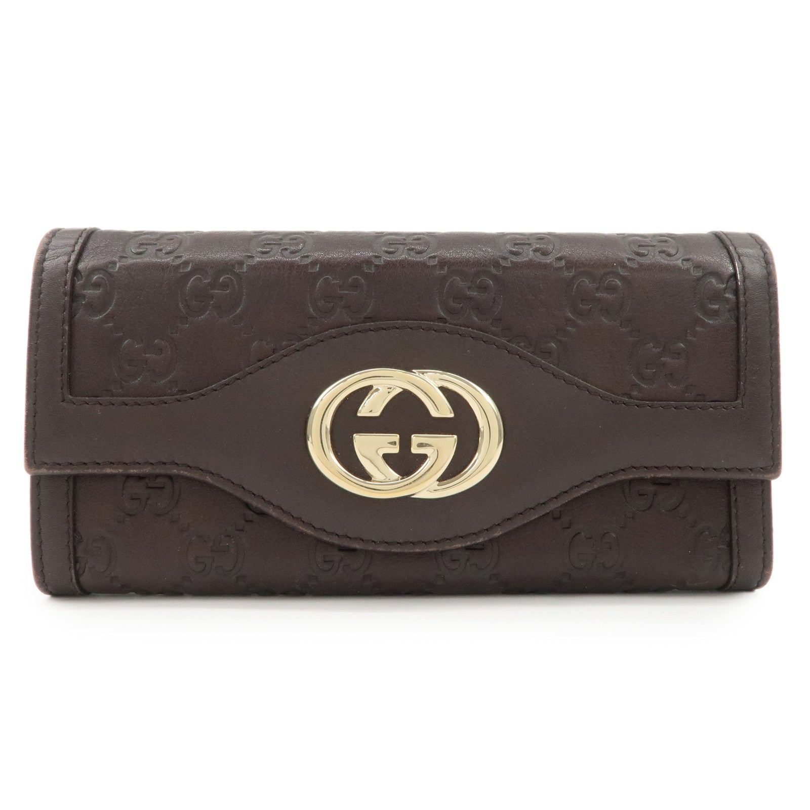 GUCCI Guccissima Interlocking GG Leather Bi-fold Wallet 282431 Used