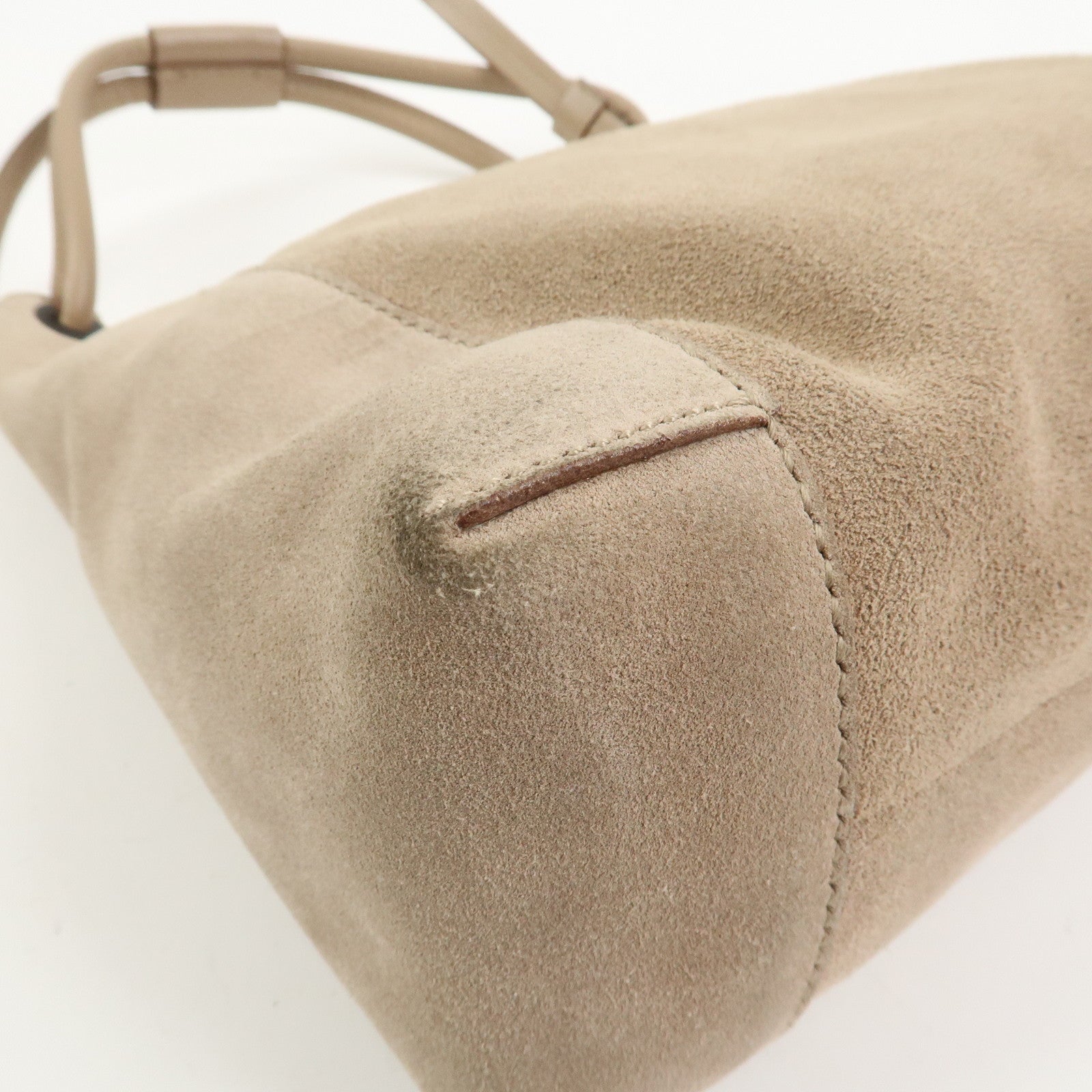 GUCCI Logo Suede Shoulder Bag Hand Bag Beige 101333