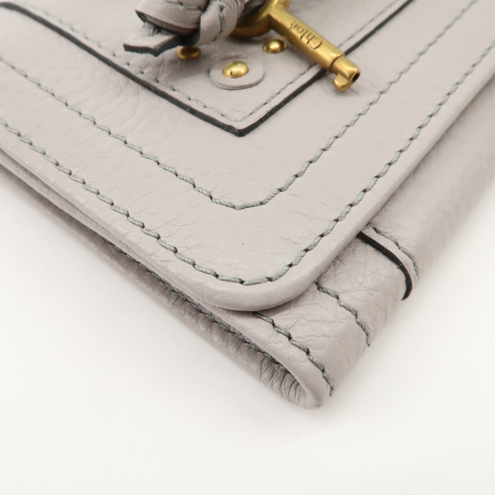 Chloe Paddington Leather Bi-fold Long Wallet Gray Used