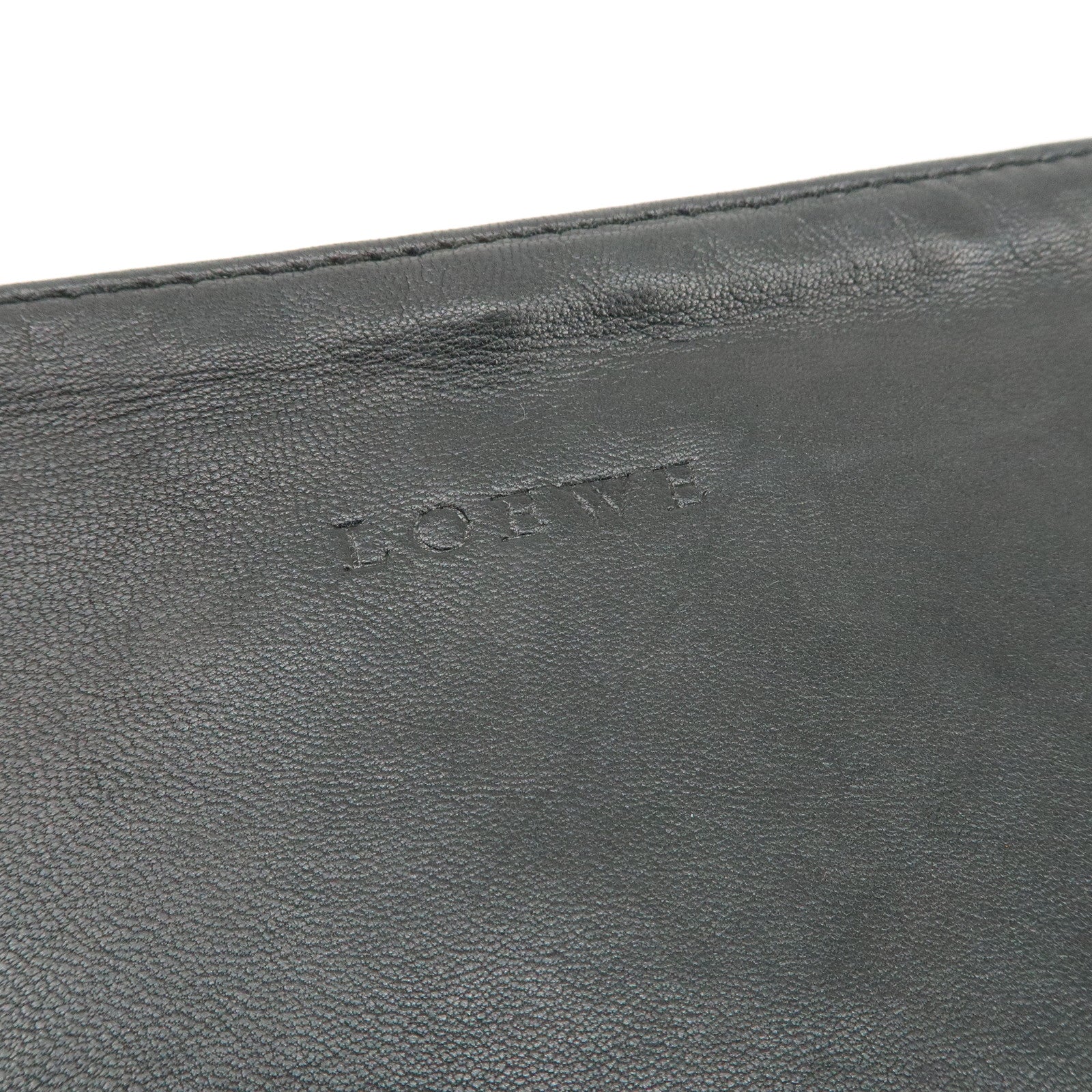 LOEWE Pony Hair Leather Pouch Leopard Brown Black Gold HDW Used