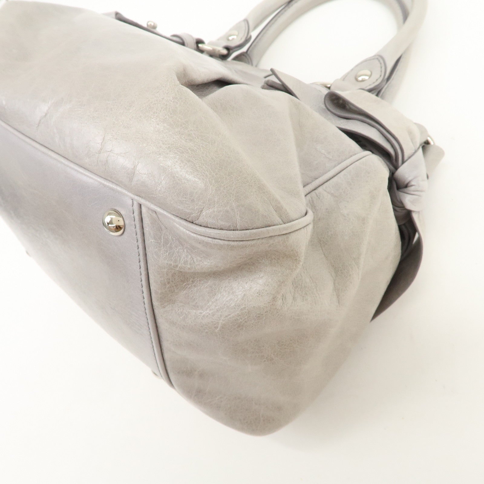 MIU MIU Vitello Lux 2Way Bag Hand Bag Shoulder Bag Gray RN0955