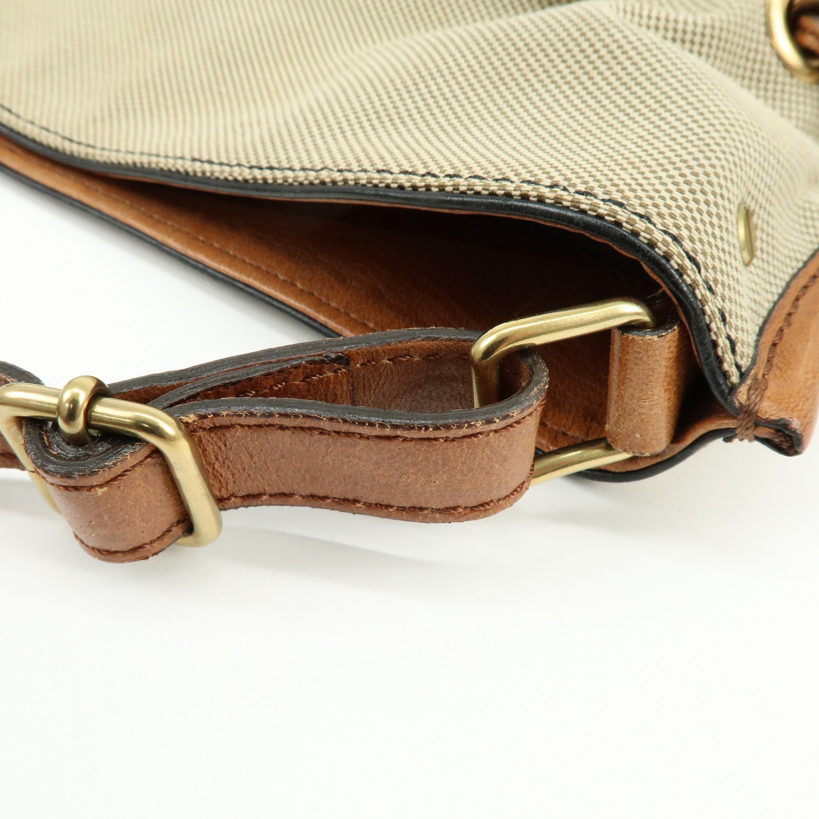 Chloe Harley Canvas Leather Shoulder Crossbody Bag Natural Brown