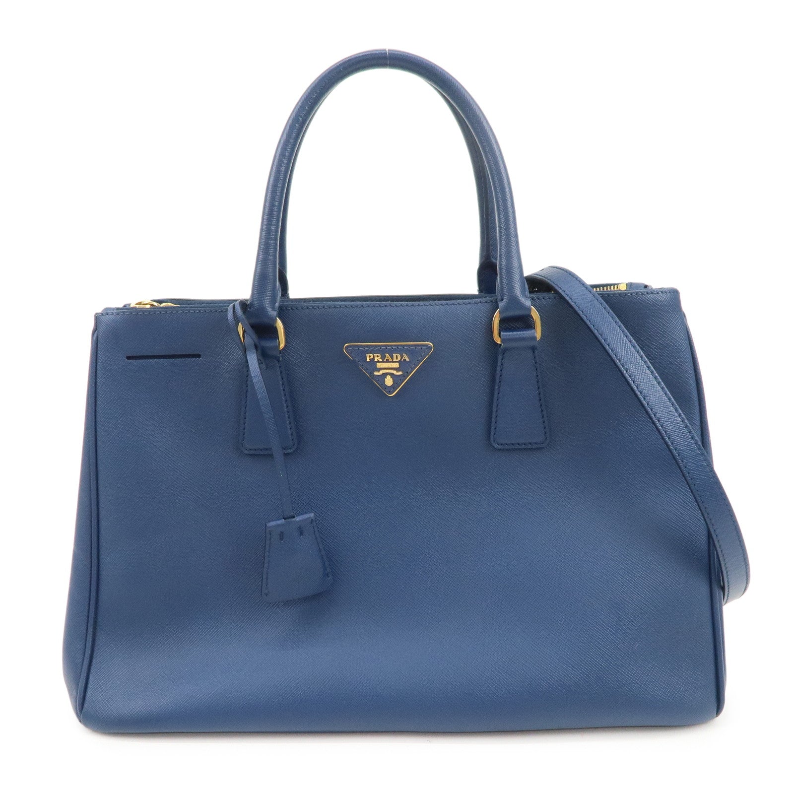 PRADA Triangle Logo Saffiano Leather 2Way Bag Shoulder Bag Blue
