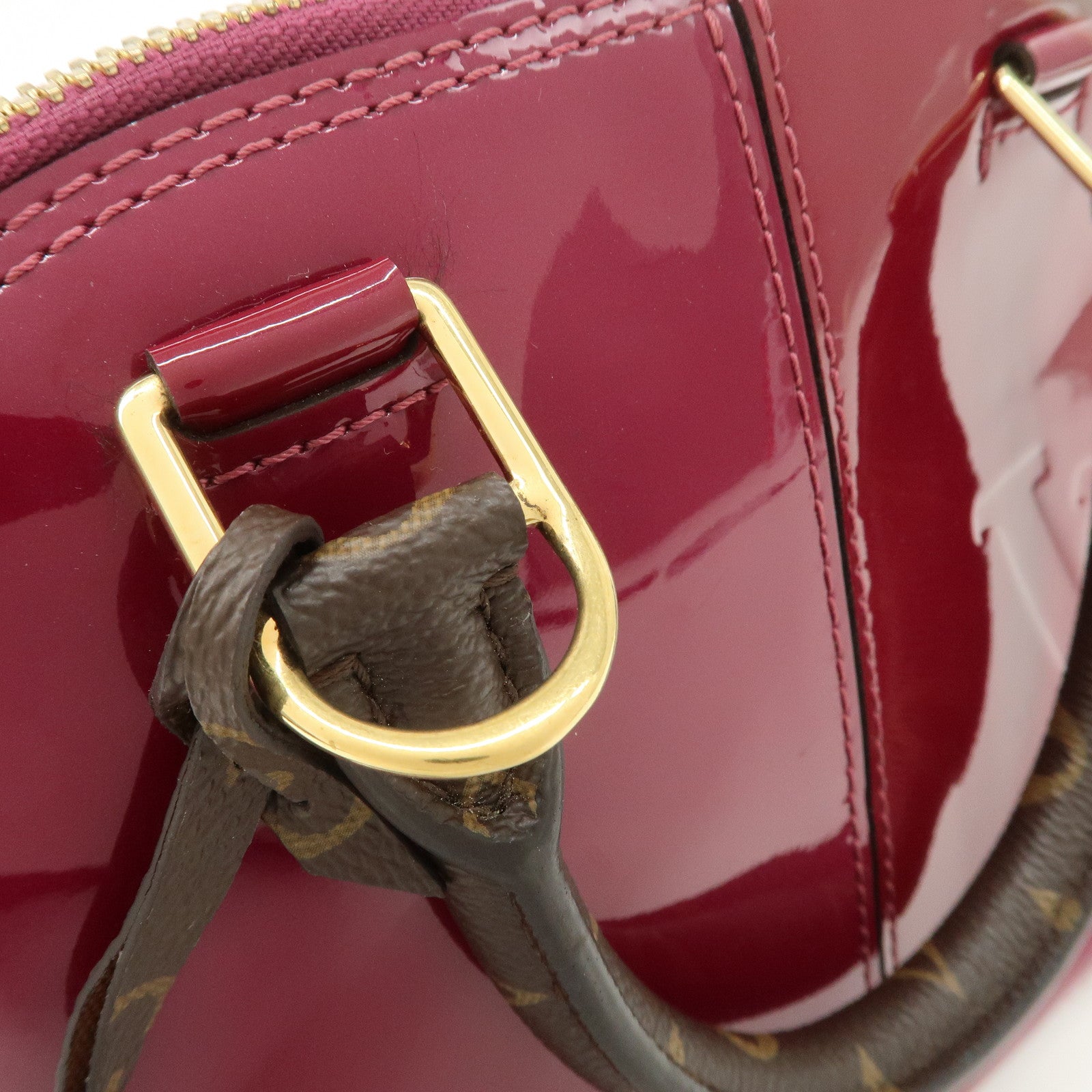 Louis Vuitton Monogram Vernis Alma BB 2Way Hand Bag Magenta M54785 Used