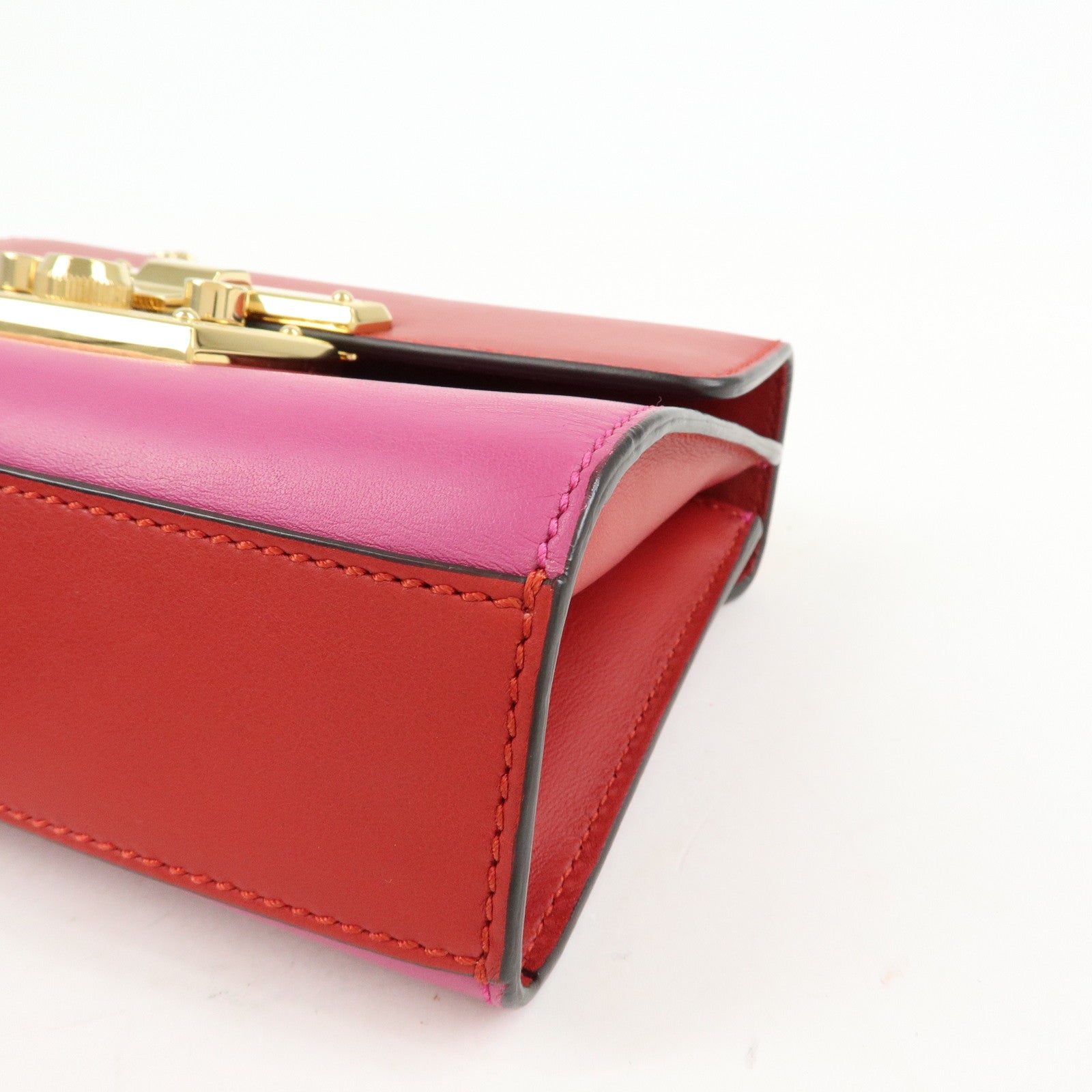 GUCCI Leather Chain Shoulder Bag Crossbody Bag Pink Red 409487