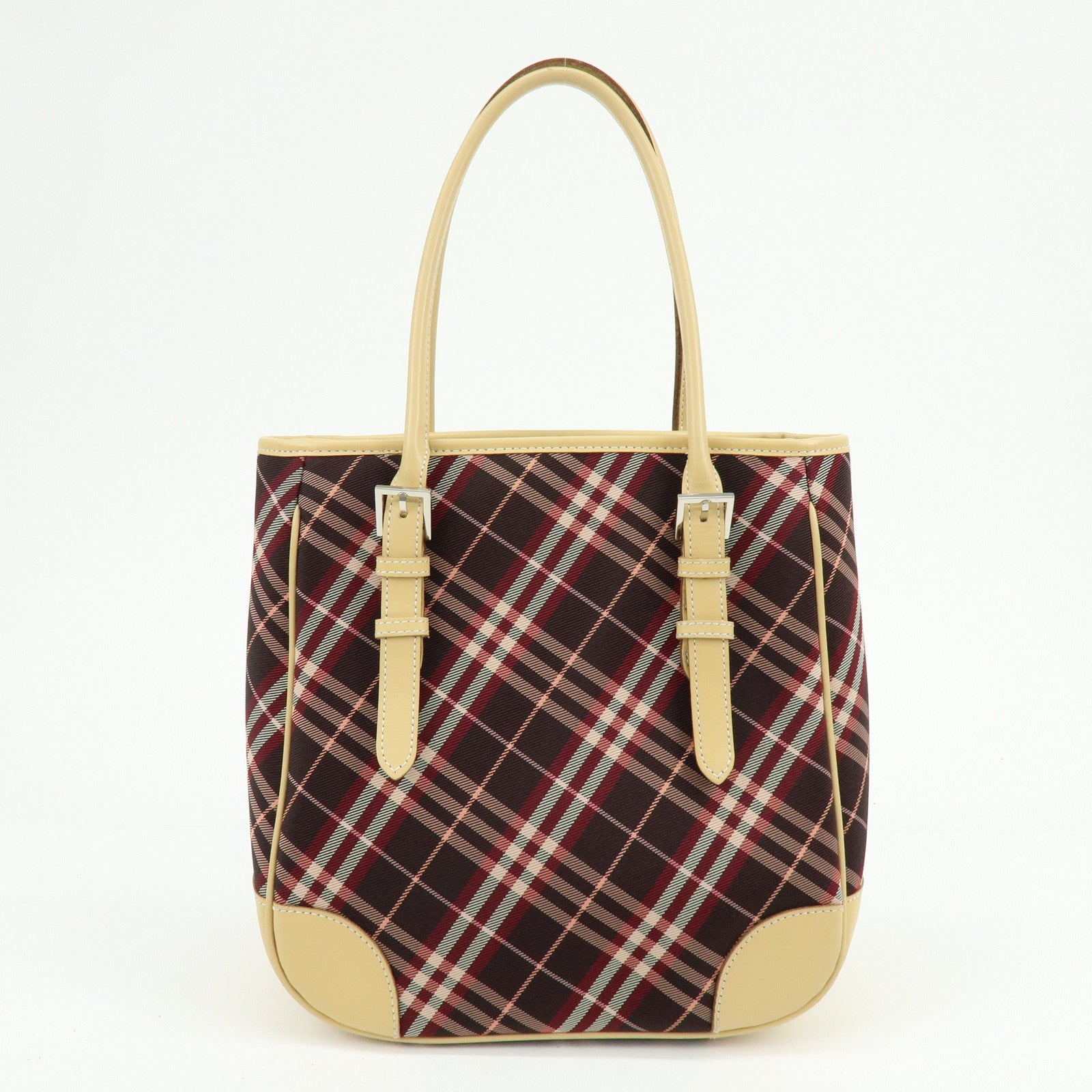 BURBERRY Blue Label Canvas Leather Tote Bag Sholuder Bag Brown Pink