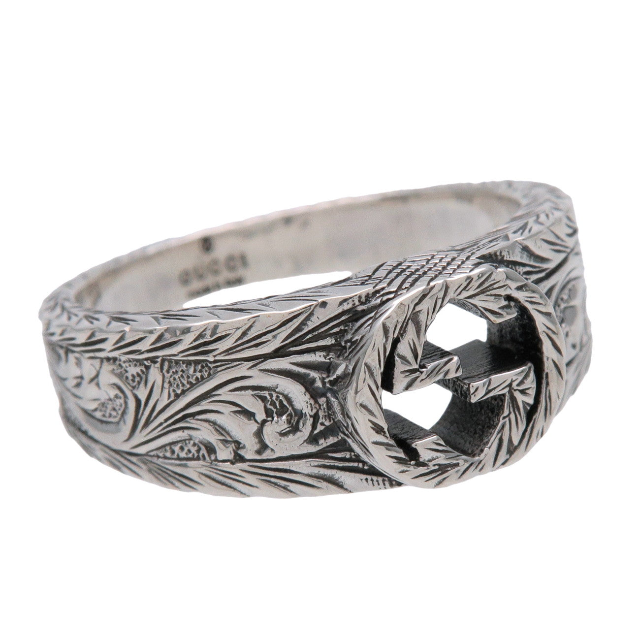 GUCCI Interlocking G Arabesque Ring SV925 Silver #17 US8 EU57