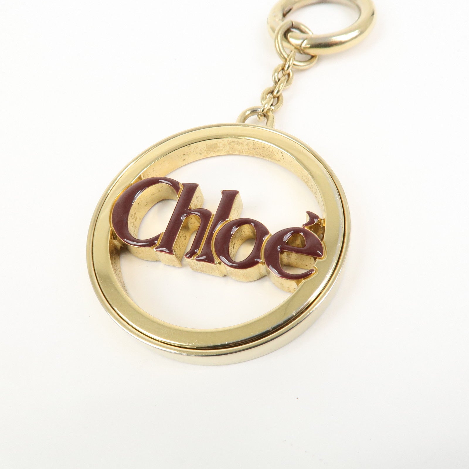 Chloe Metal Bag Charm Key Charm Key Chain Gold Brown