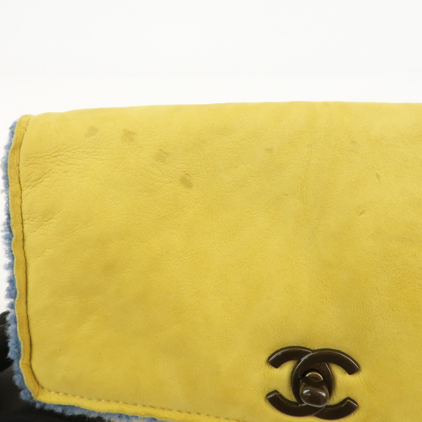 CHANEL COCO Mark Mouton Clutch Bag Yellow Blue