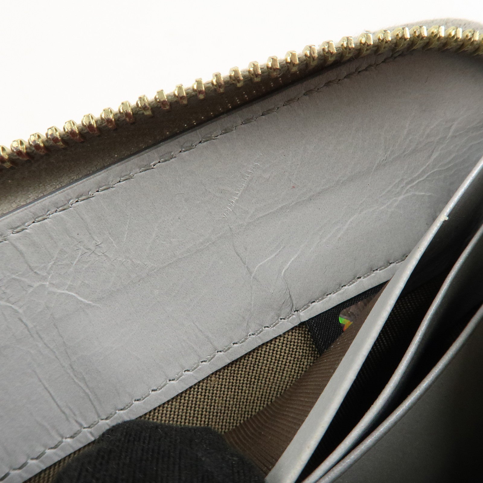 FENDI Leather Round Zippy Long Wallet Silver 8M0024 Used