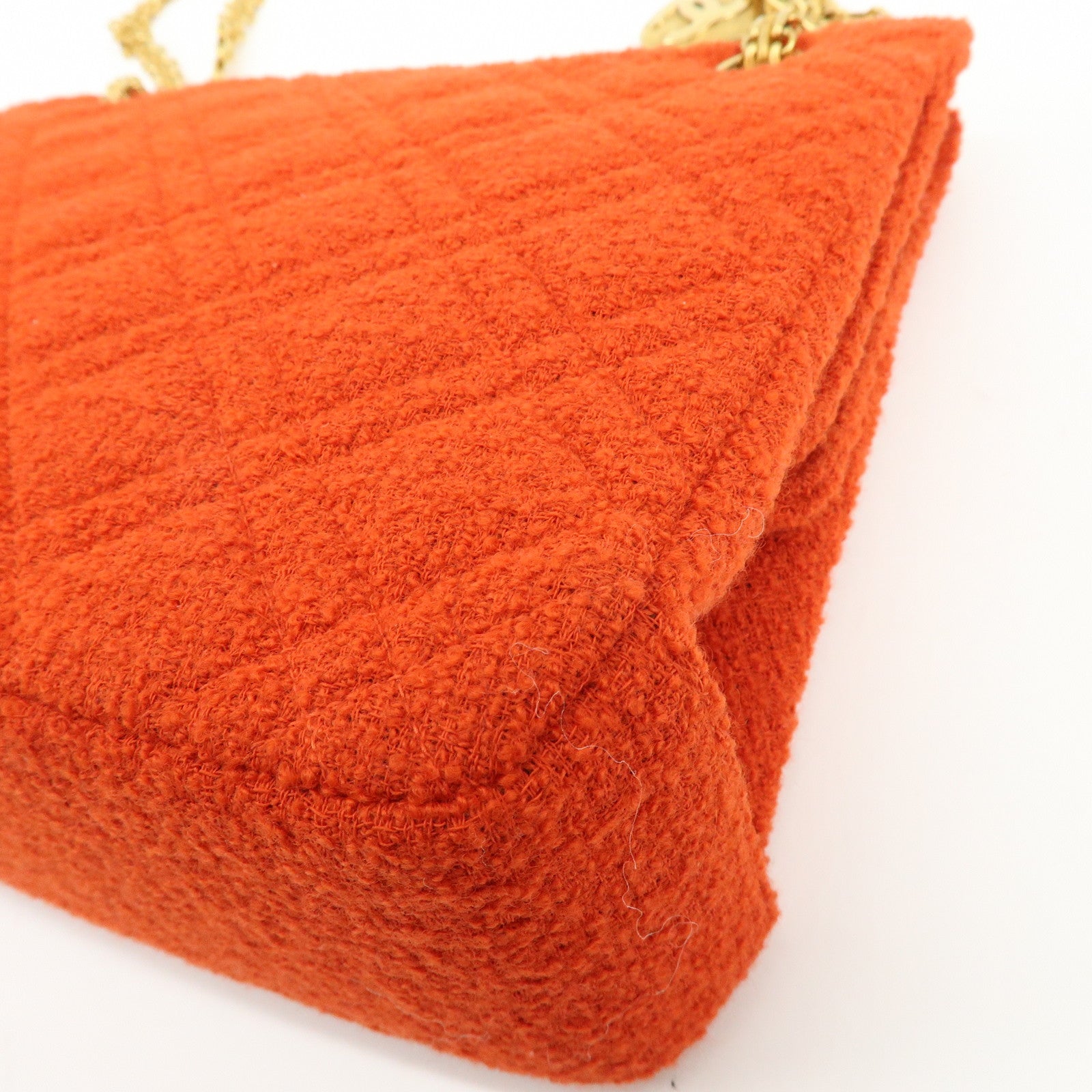 CHANEL COCO Mark Tweed Chain Shoulder Bag Hand Bag Red