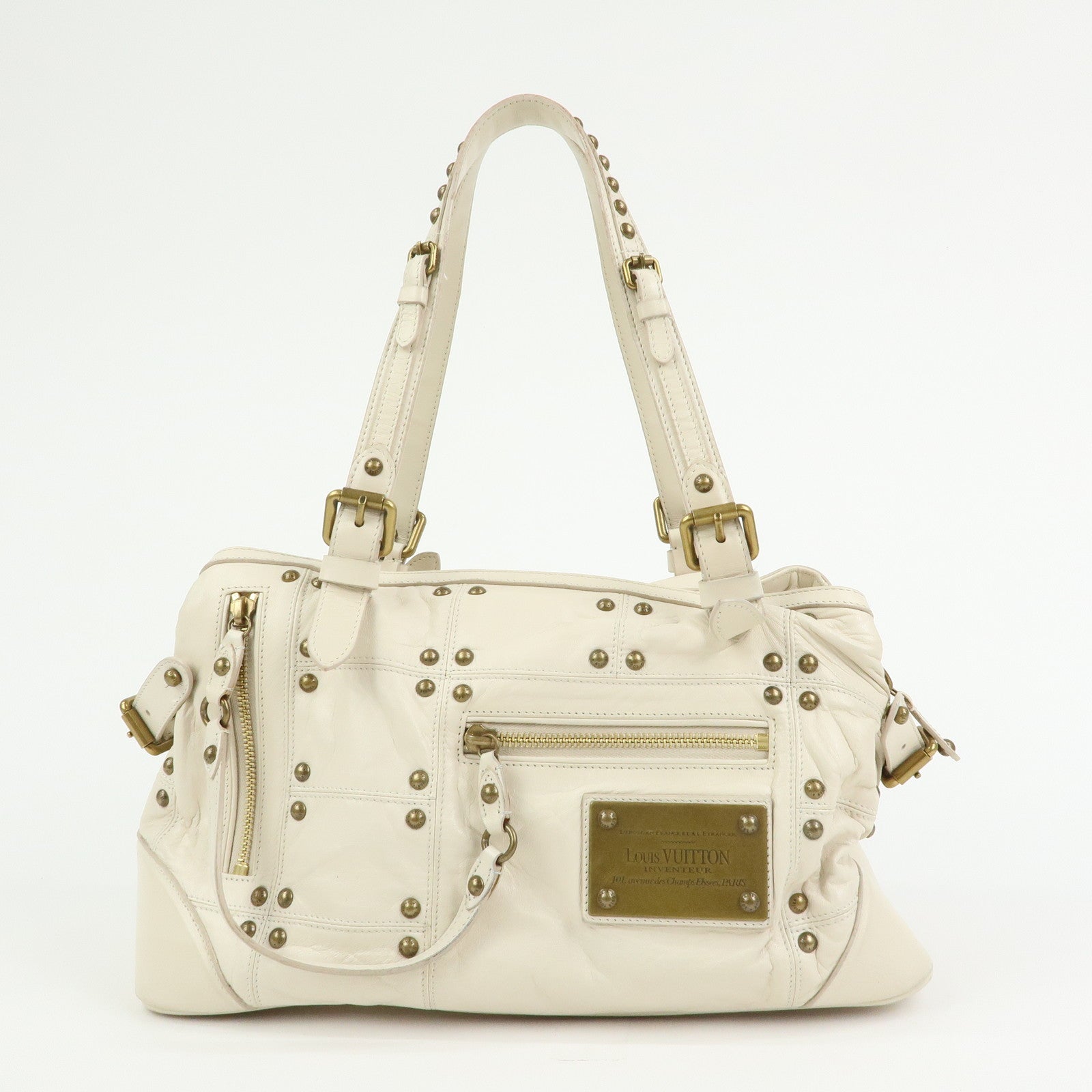 Louis Vuitton Cruise Line Rivet Bag Leather Hand Bag Ecru M95345