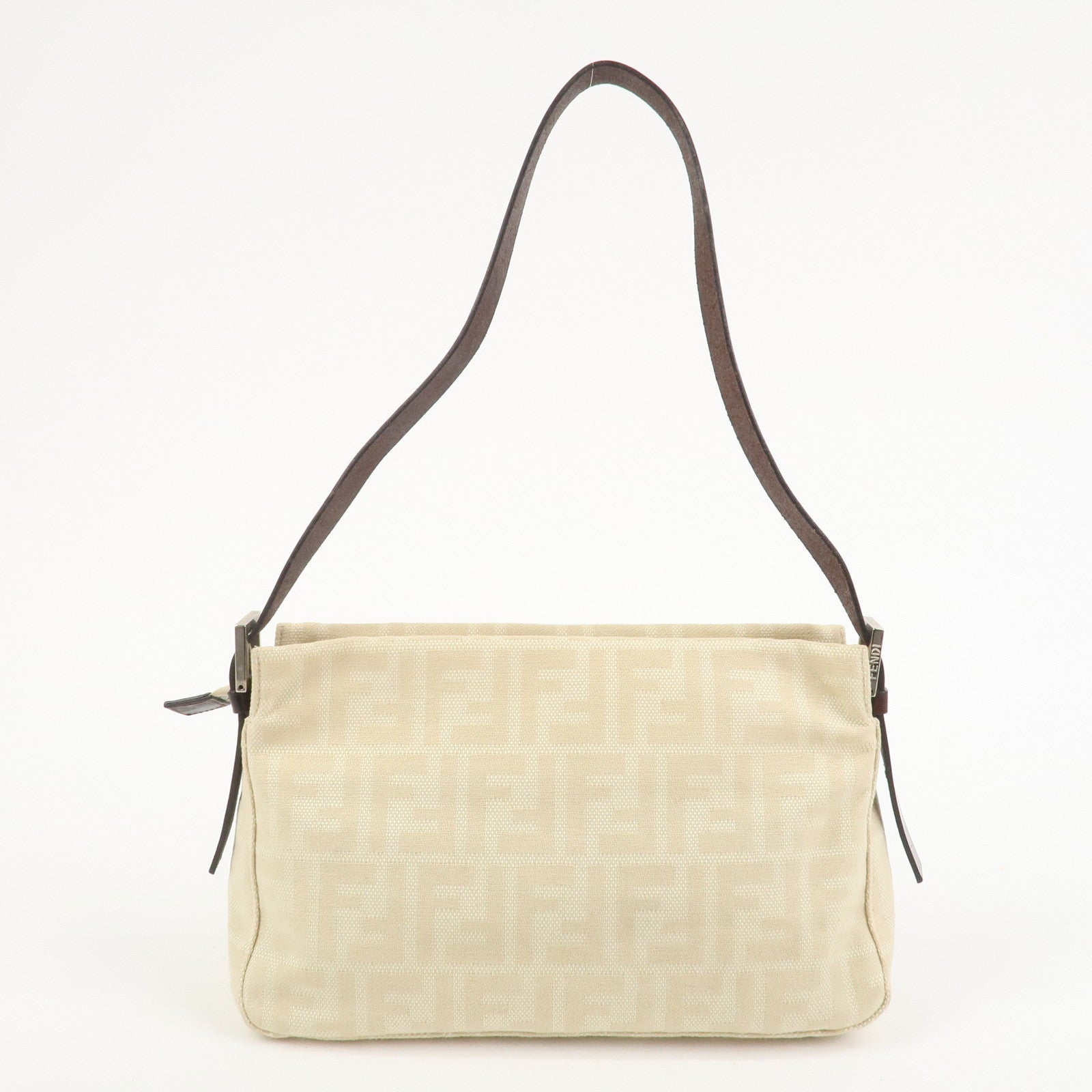 FENDI Zucca Canvas Leather Shoulder Bag Ivory Brown 26566