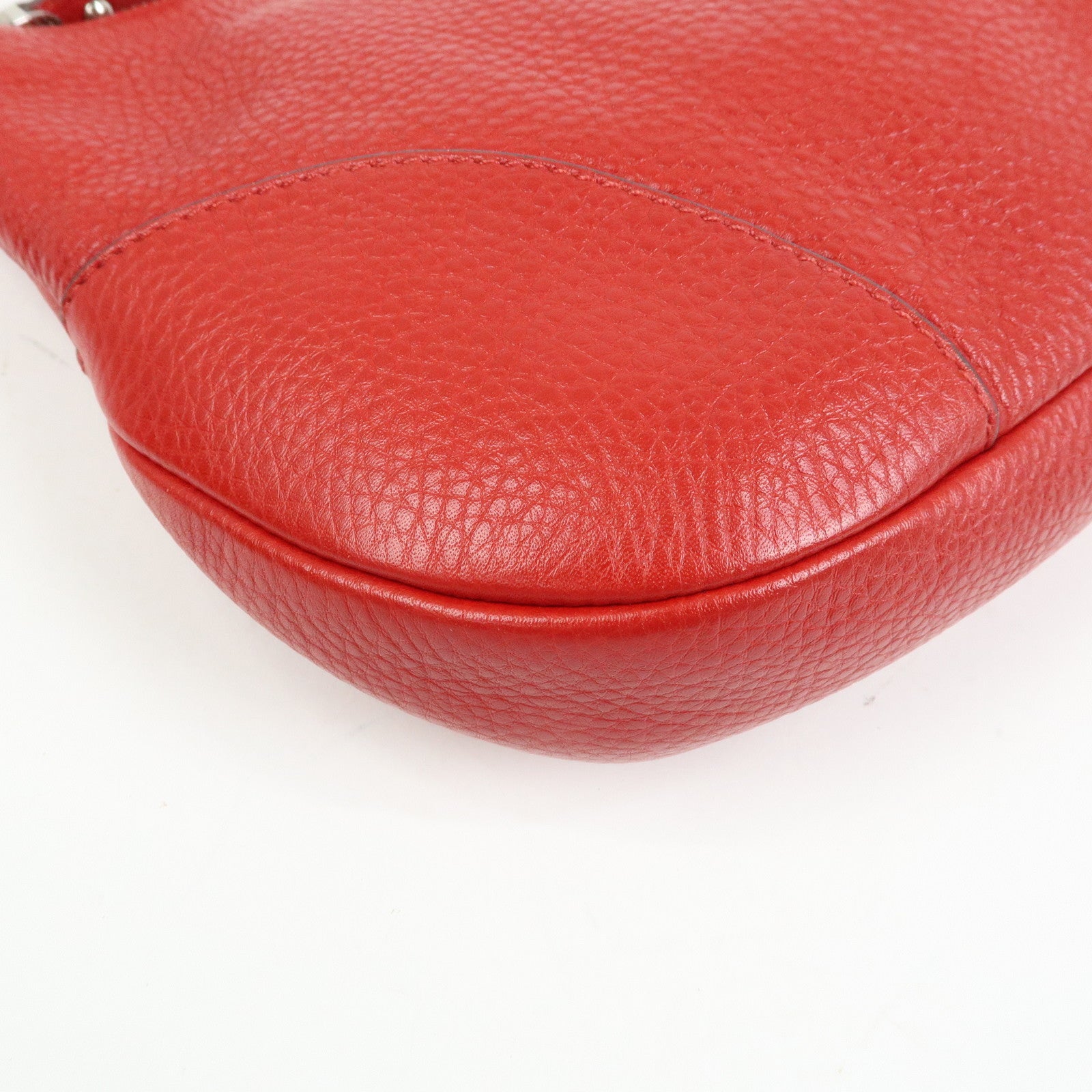 Ferragamo Gancini Leather Shoulder Bag Hand Bag Red