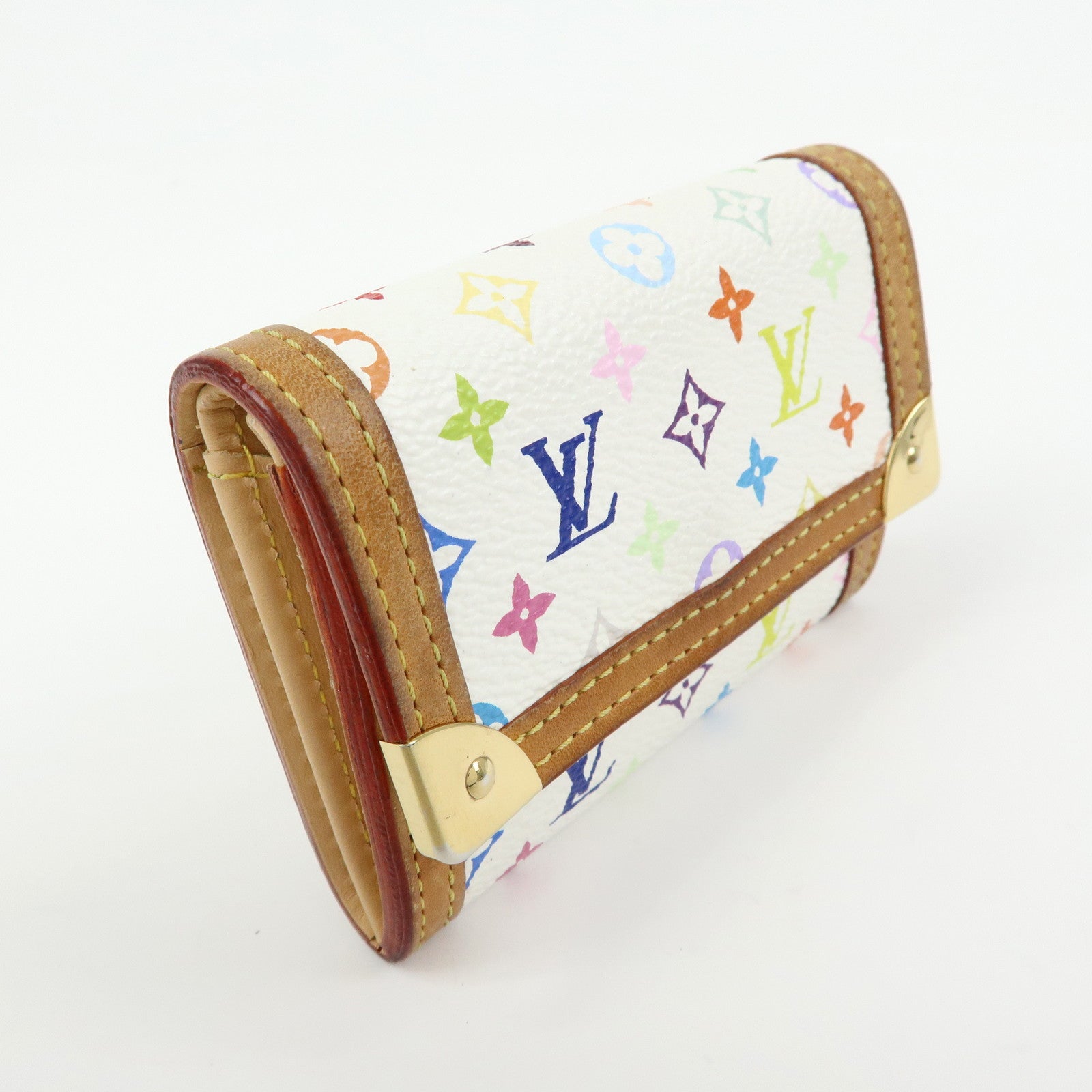 Louis Vuitton Multicolor Porte Monnaie Plat Coin Case Blanc M92657