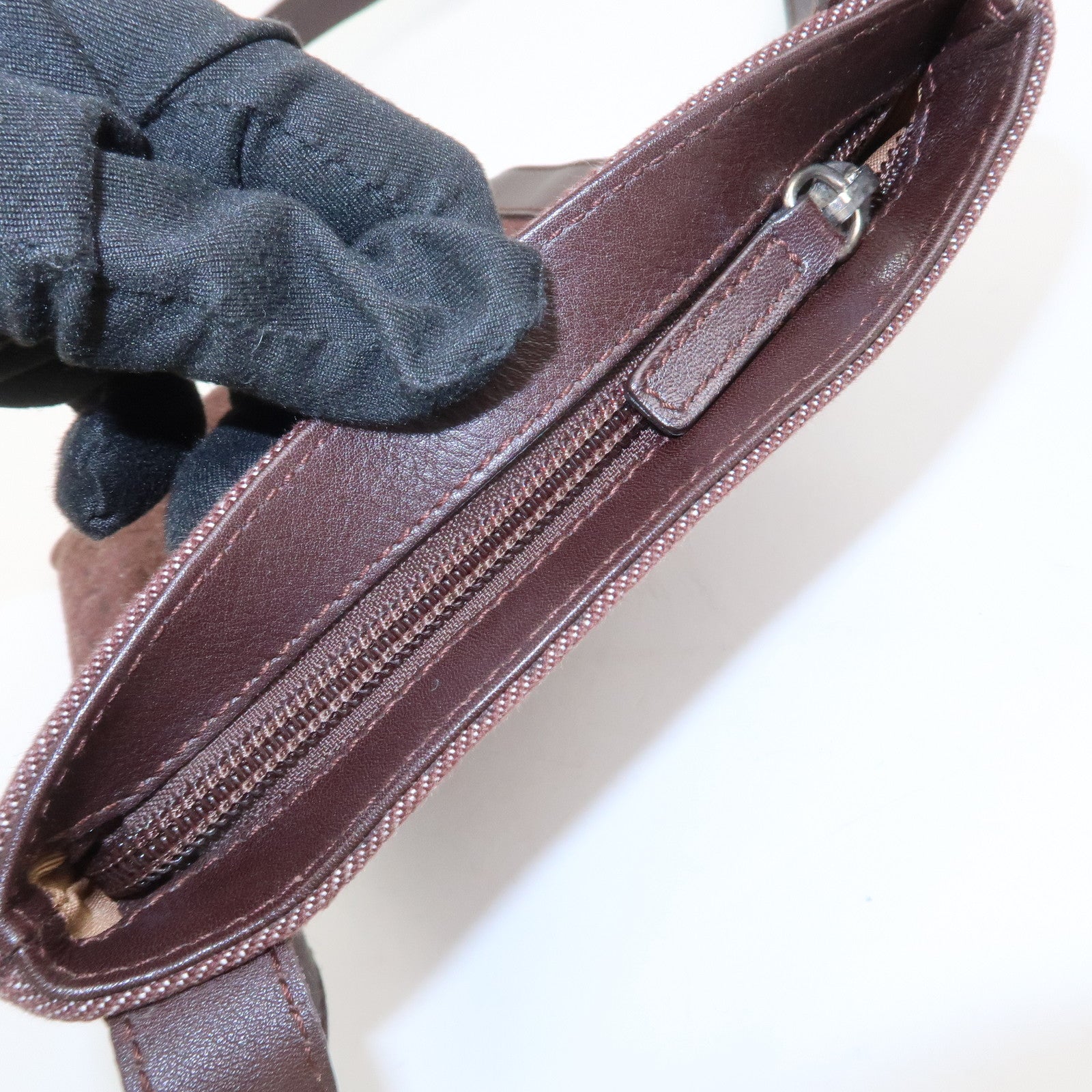 BVLGARI Logo Mania Canvas Leather Shoulder Bag Crossbody Bag Brown