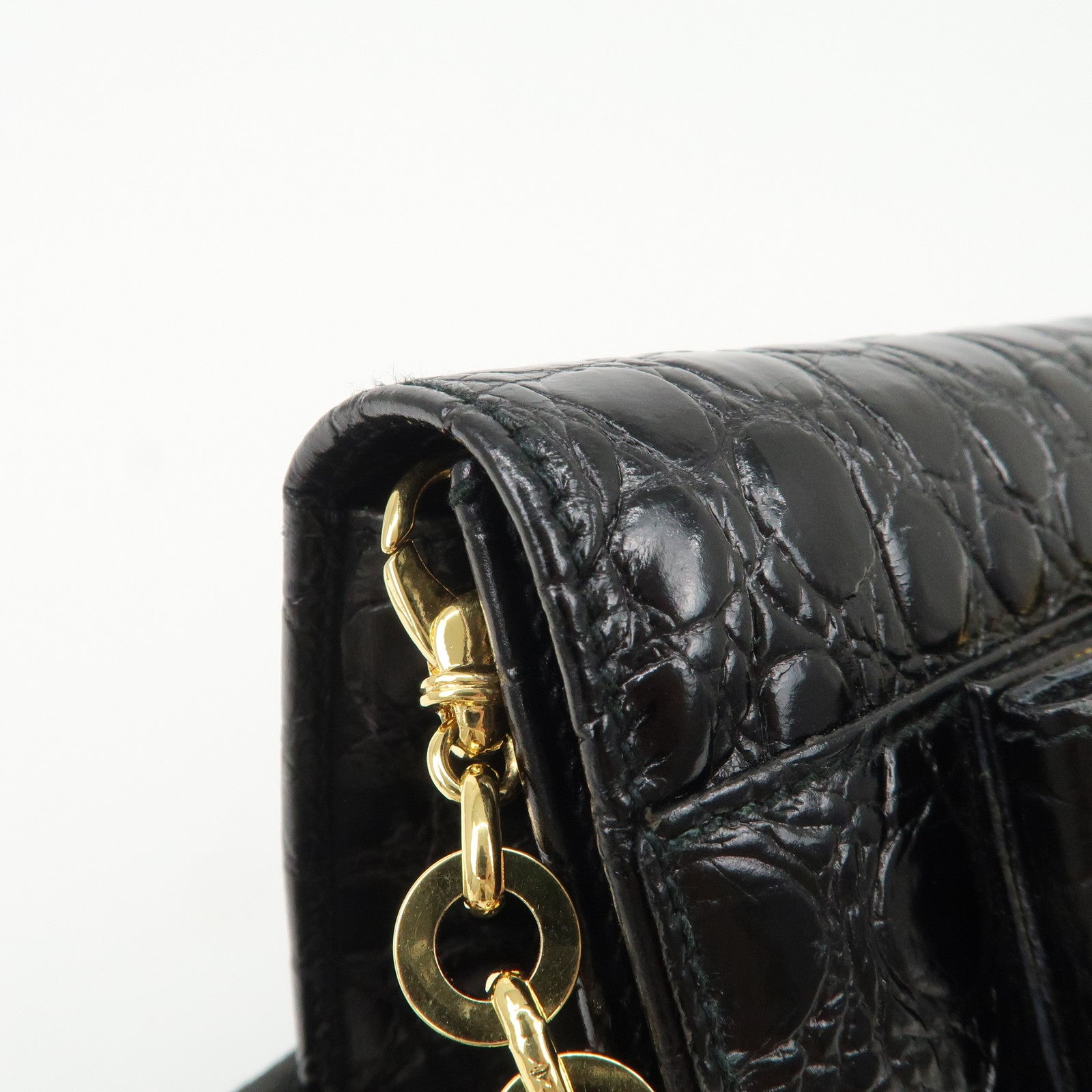 Ferragamo Vara Ribbon Leather Chain Shoulder Bag Black AQ213202