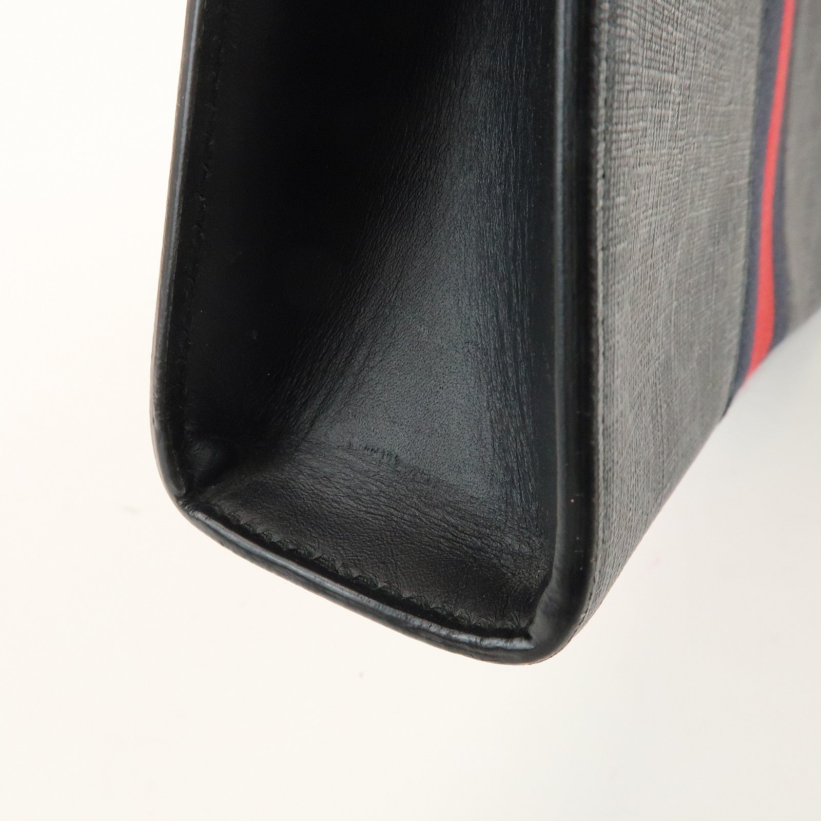 GUCCI Sherry GG Supreme Leather Clutch Bag Pouch Black Red 475316