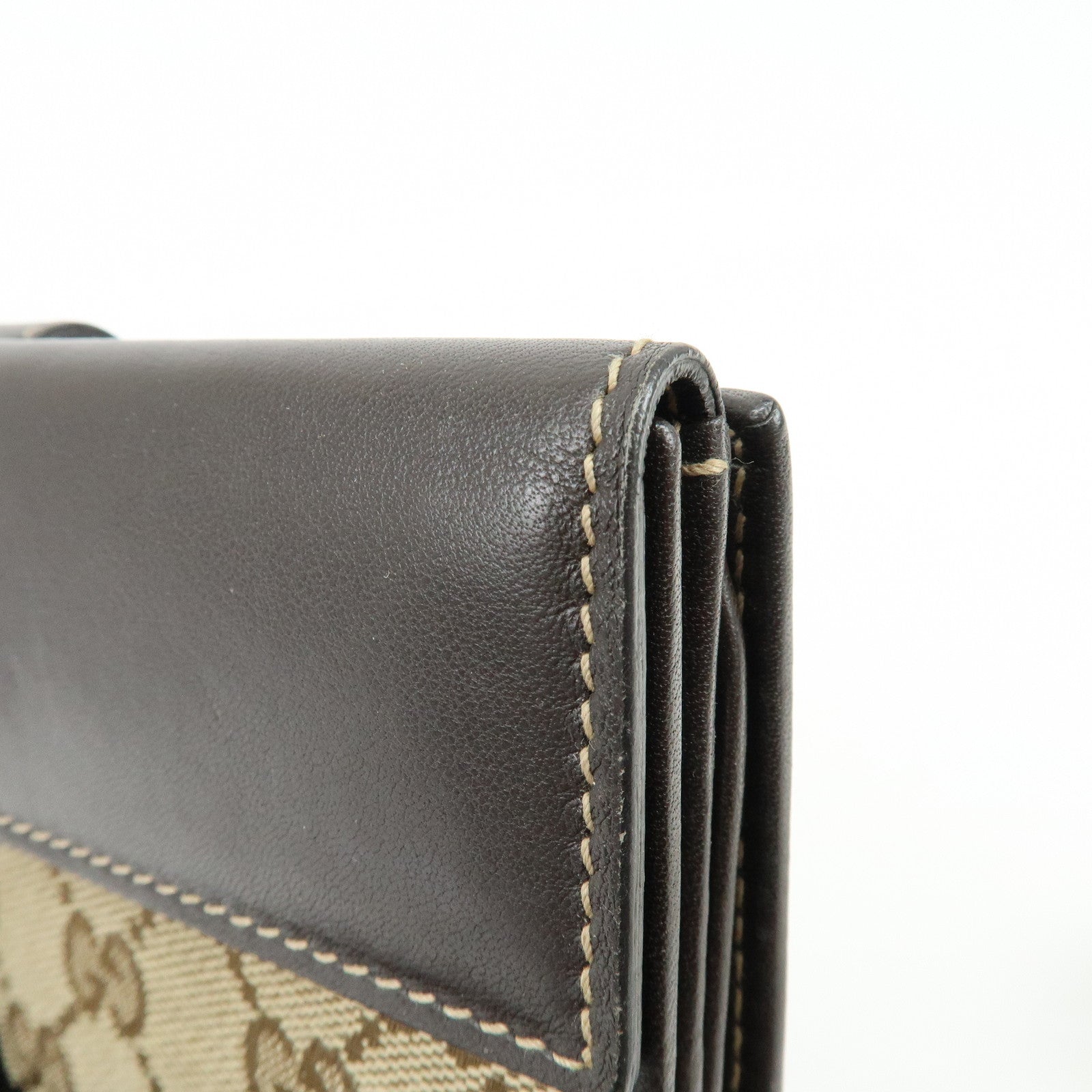 GUCCI GG Heart Logo Canvas Leather W Hook Long Wallet 203550