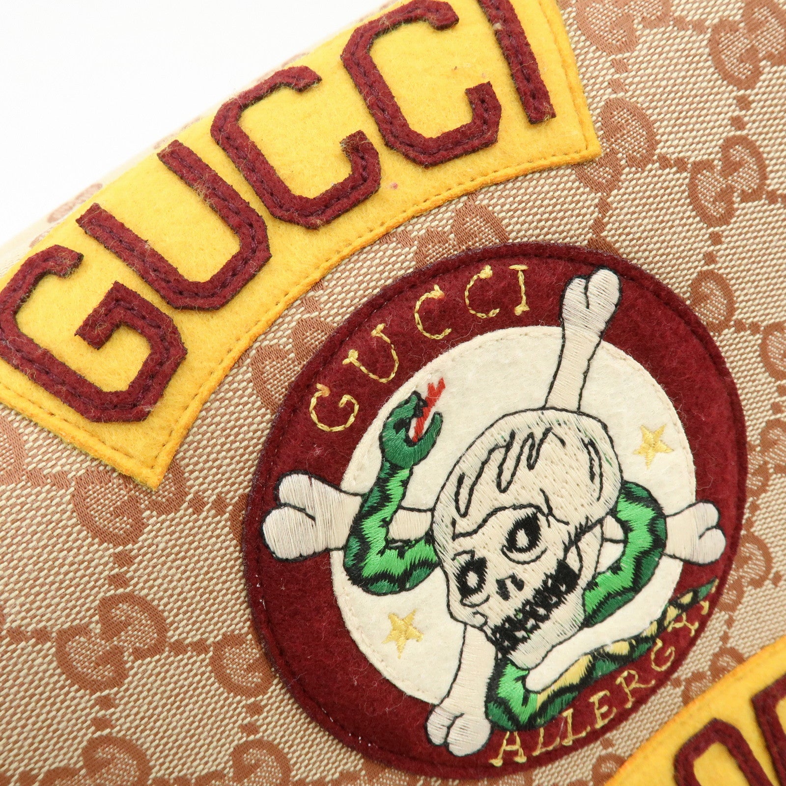 GUCCI GG Canvas Leather Sciroppo Patch Backpack Beige Brown 580811