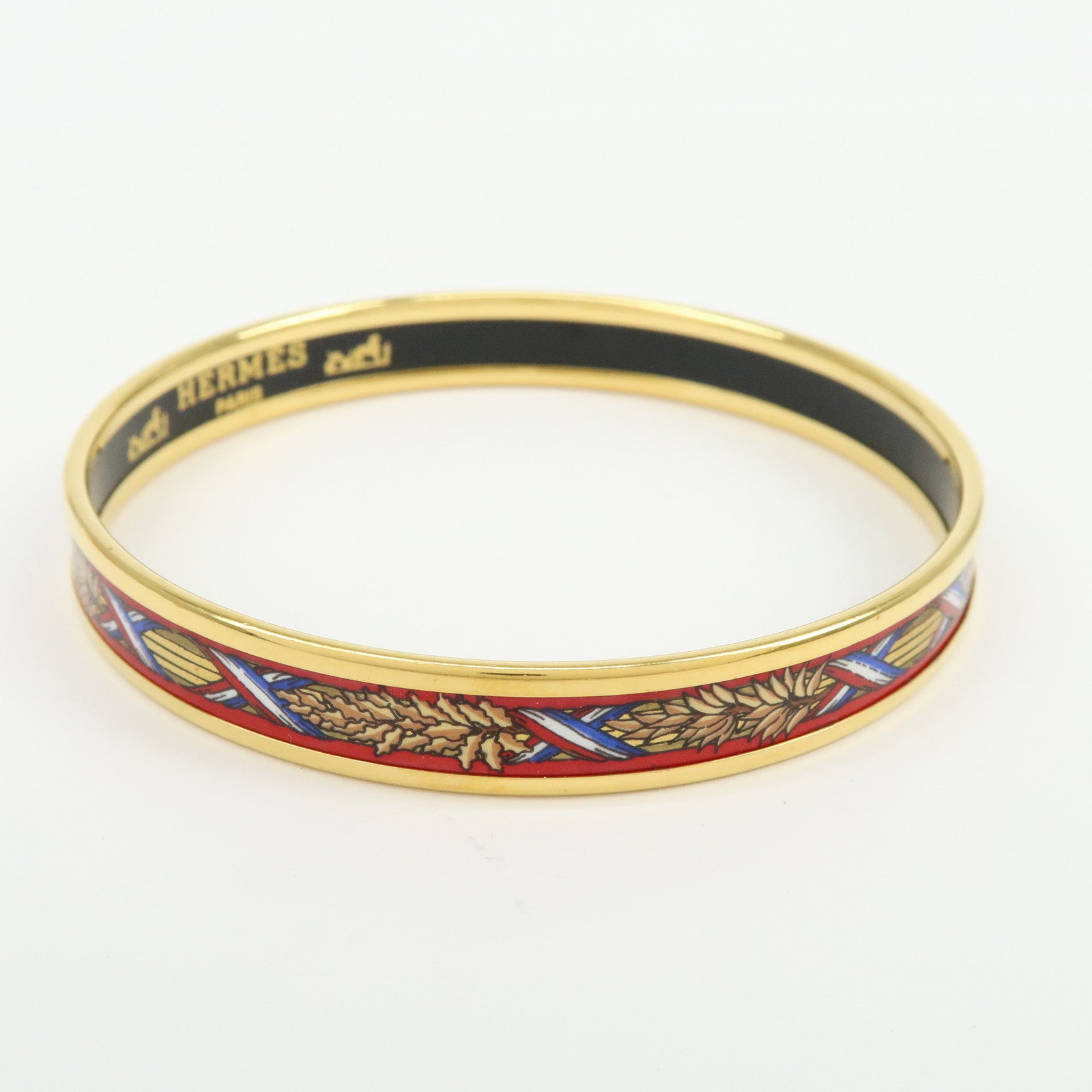 HERMES Email PM Bangle Gold Plated Bracelet Red