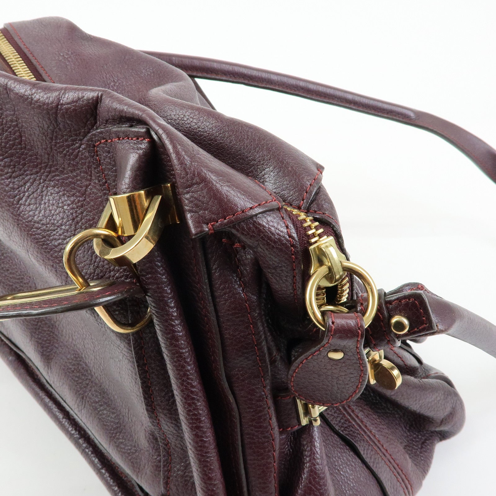 Chloe Paraty Leather 2Way Bag Shoulder Bag Hand Bag Purple