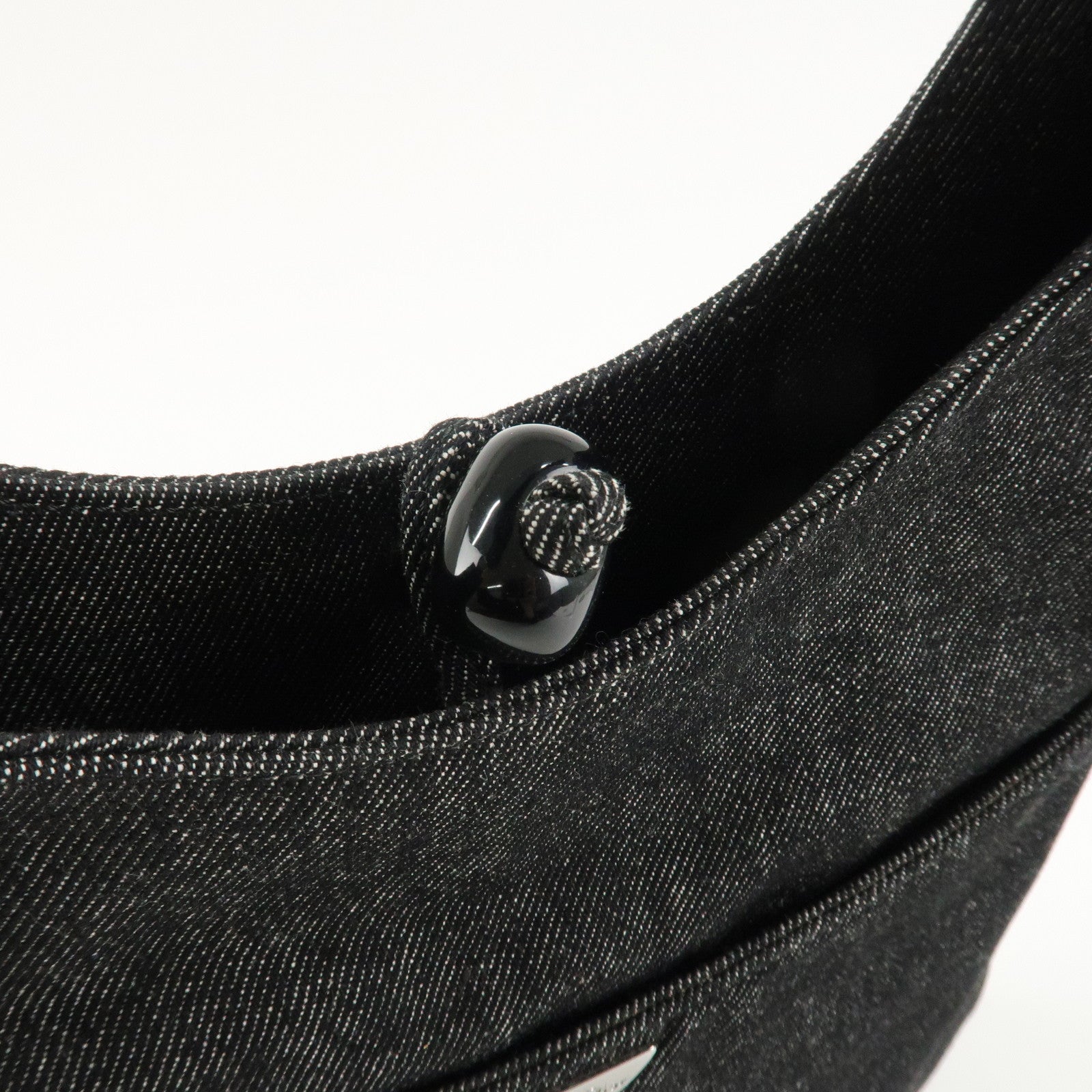 Christian Dior Maris Pearl Denim Shoulder Bag Hand Bag Black Used