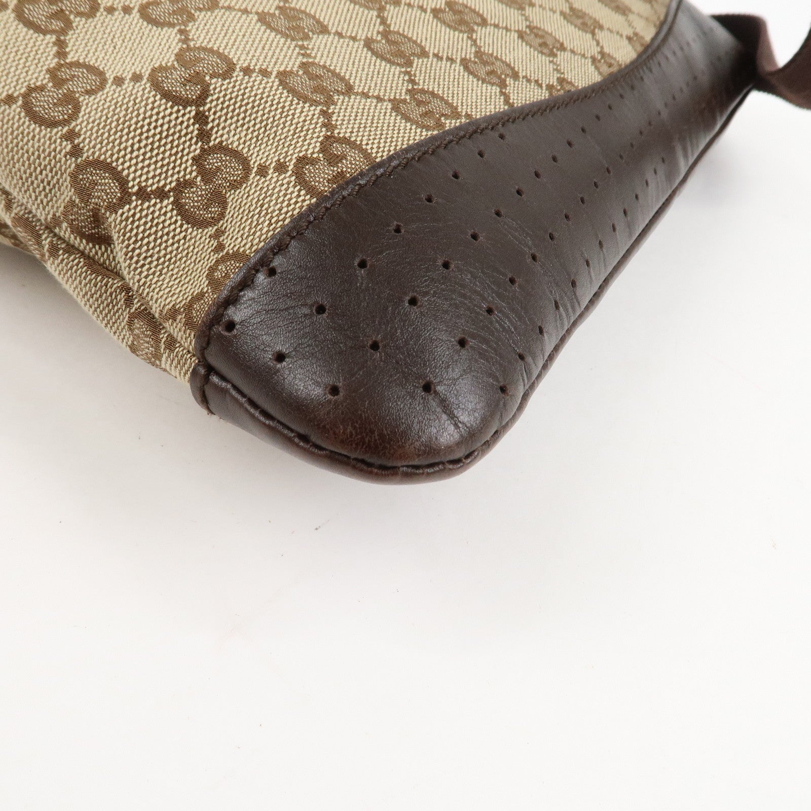 GUCCI GG Canvas Leather Shoulder Bag Crossbody Bag Brown 145857 Used