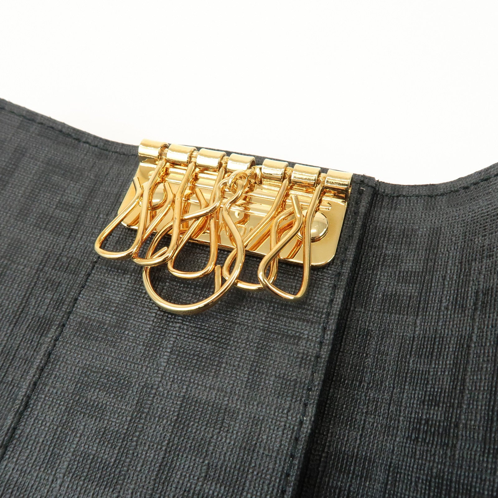 FENDI Zucca PVC Canvas 6 Rings Key Case Key Holder Black 8AP079