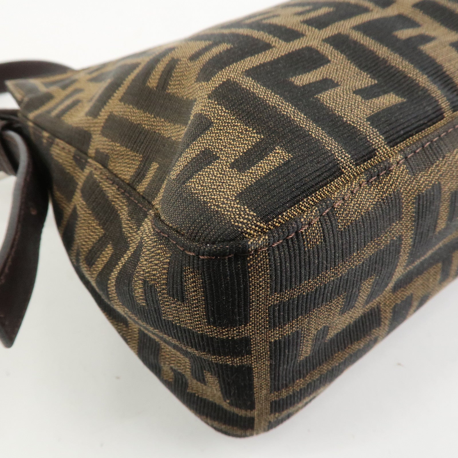 FENDI Zucca Canvas Leather Shoulder Bag Black Brown 21452656609