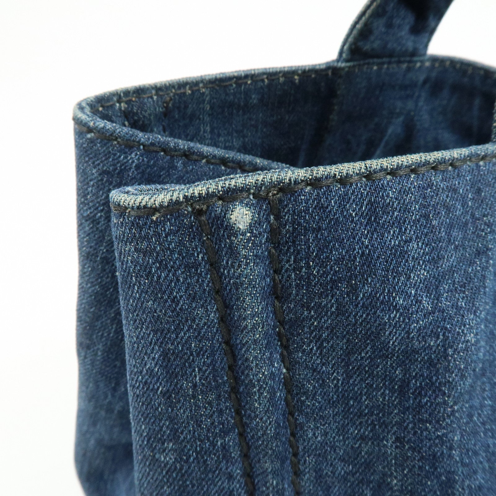PRADA Triangle Logo Canapa Denim Tote Bag Hand Bag Denim Blue