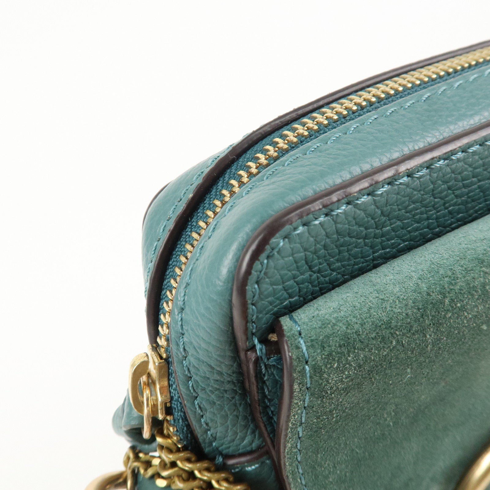 Chloe See By Chloe Joan Leather Suede Shoulder Bag Turquoise Blue Used