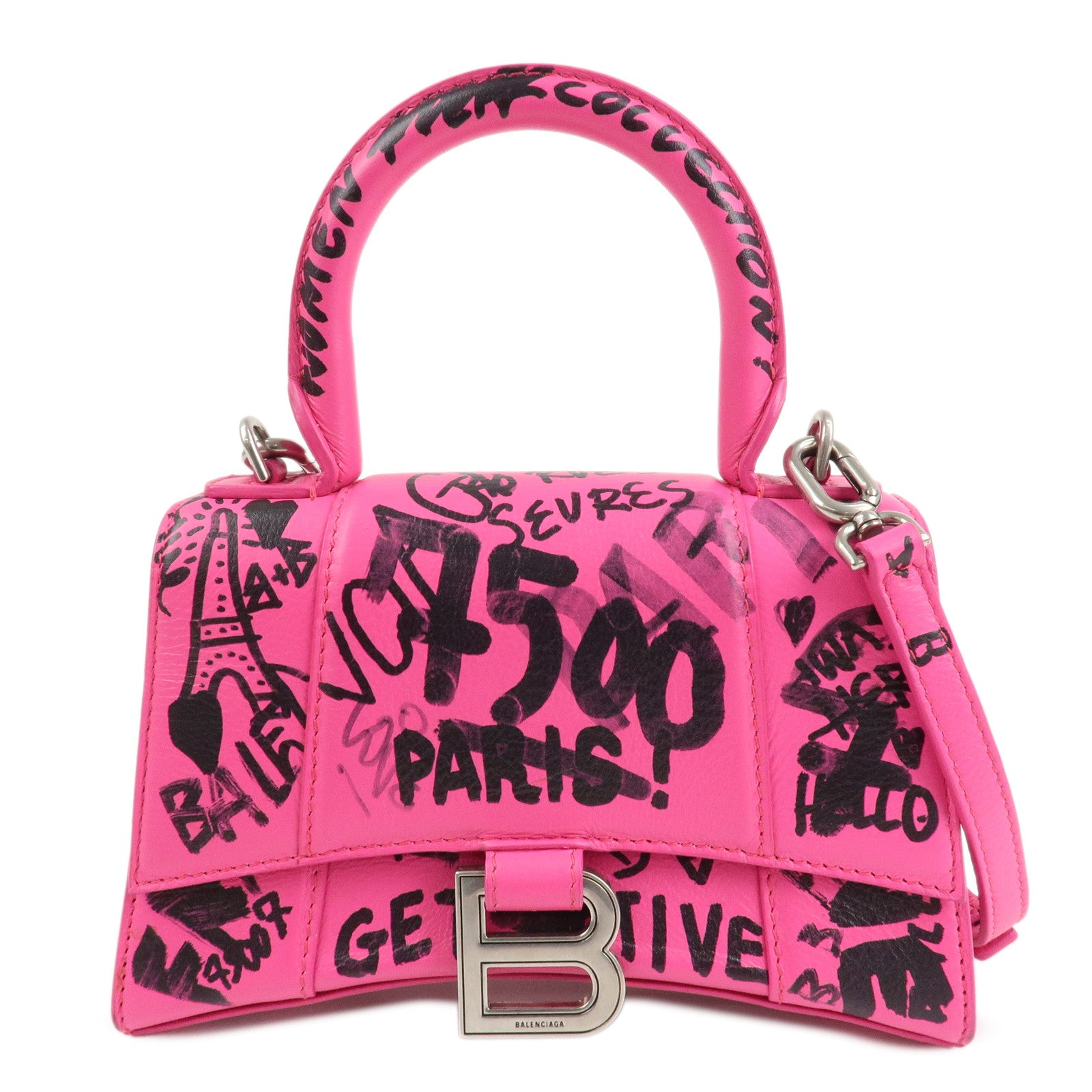 BALENCIAGA Hourglass XS 2Way Hand Shoulder Bag Hot Pink 592833