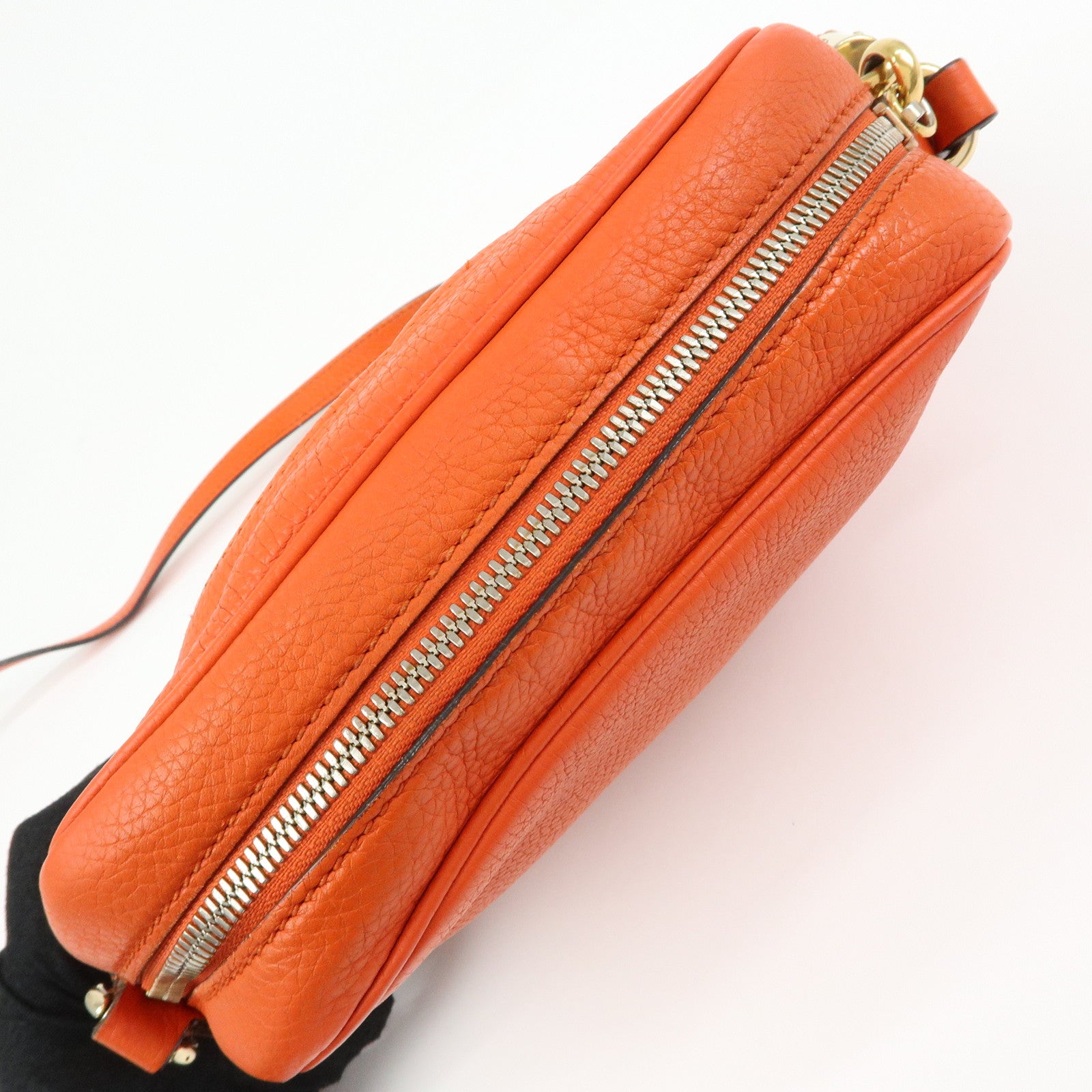 GUCCI SOHO Small Disco Leather Shoulder Bag Orange 308364