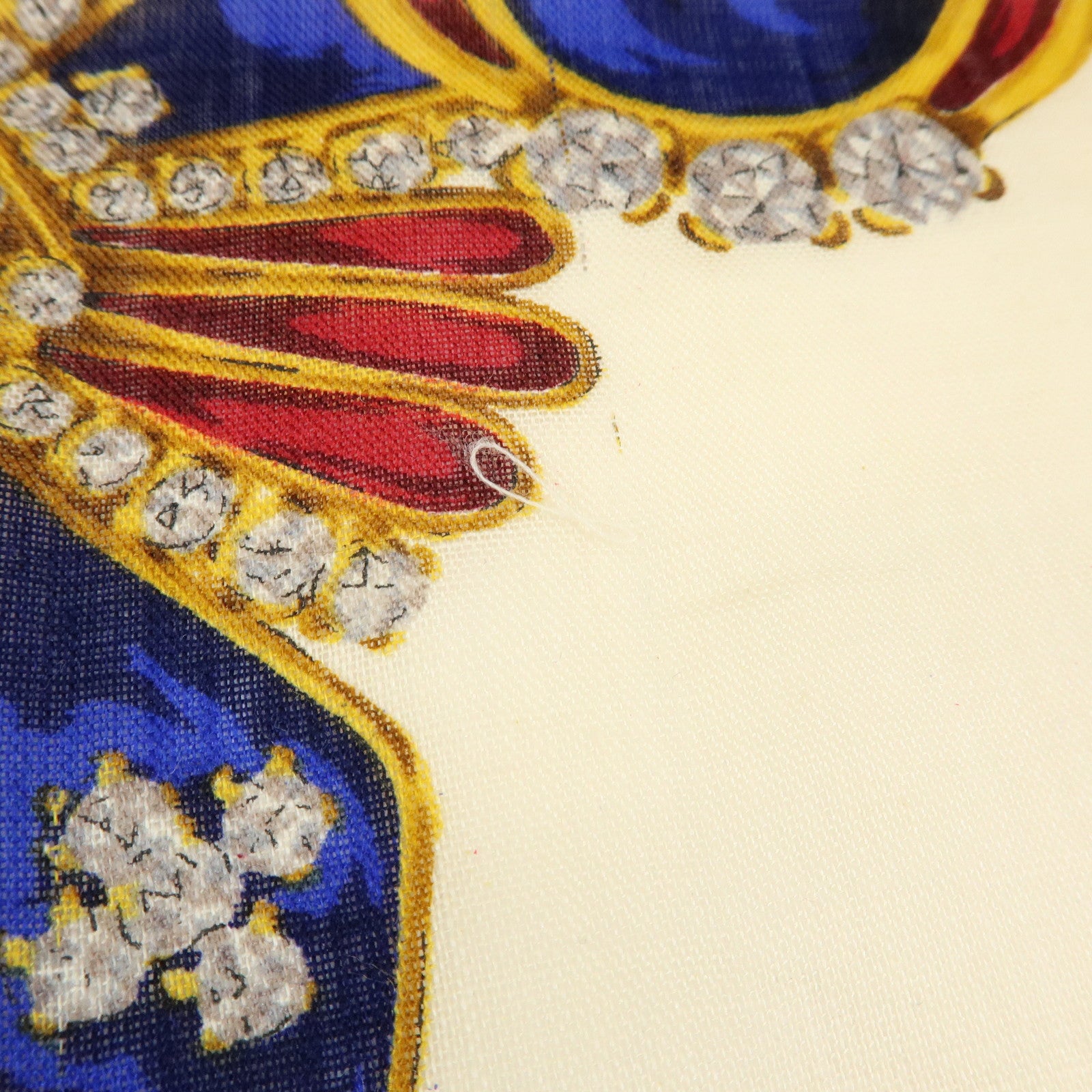 CHANEL Wook Silk Jewlry Pattern Scarf Beige Gold Red Blue
