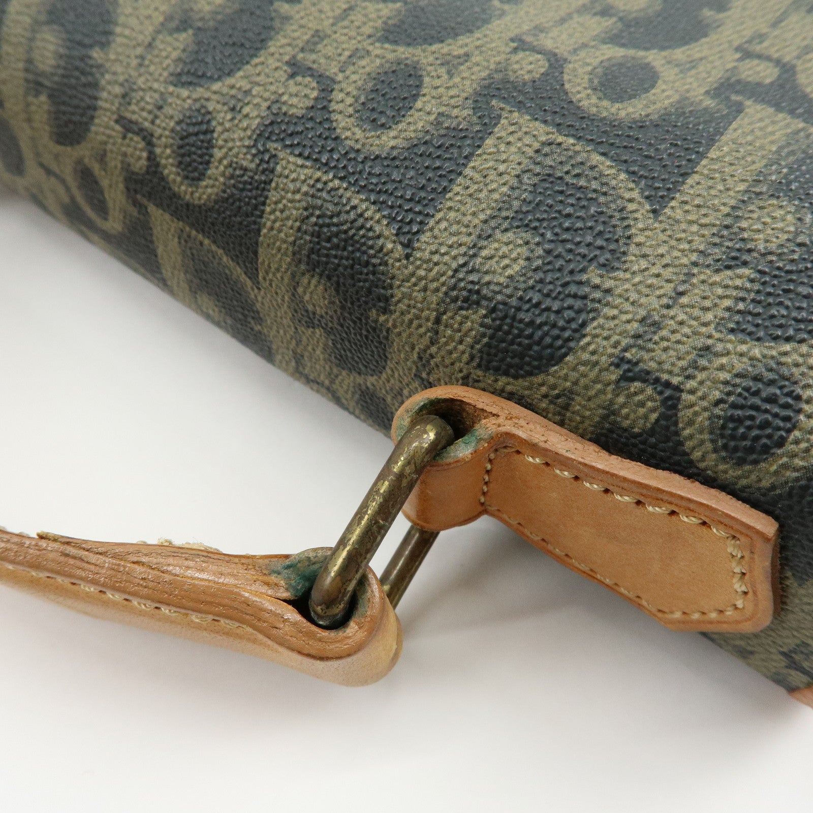 Christian Dior Trotter PVC Leather 2Way Bag Shoulder Bag Navy Brown