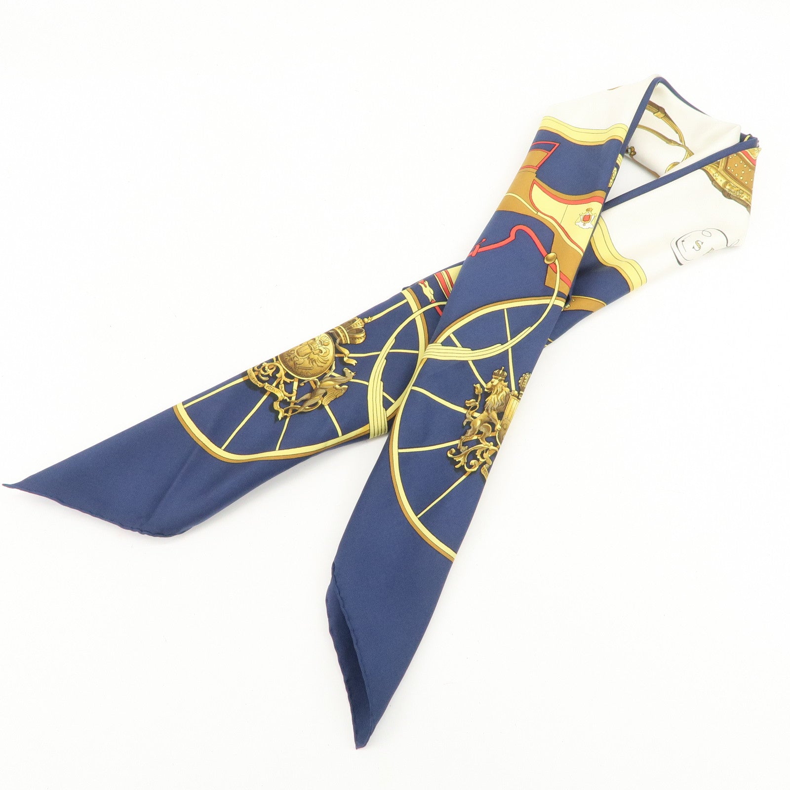 HERMES Carre 90 Silk 100% Scarf SPRINGS Navy