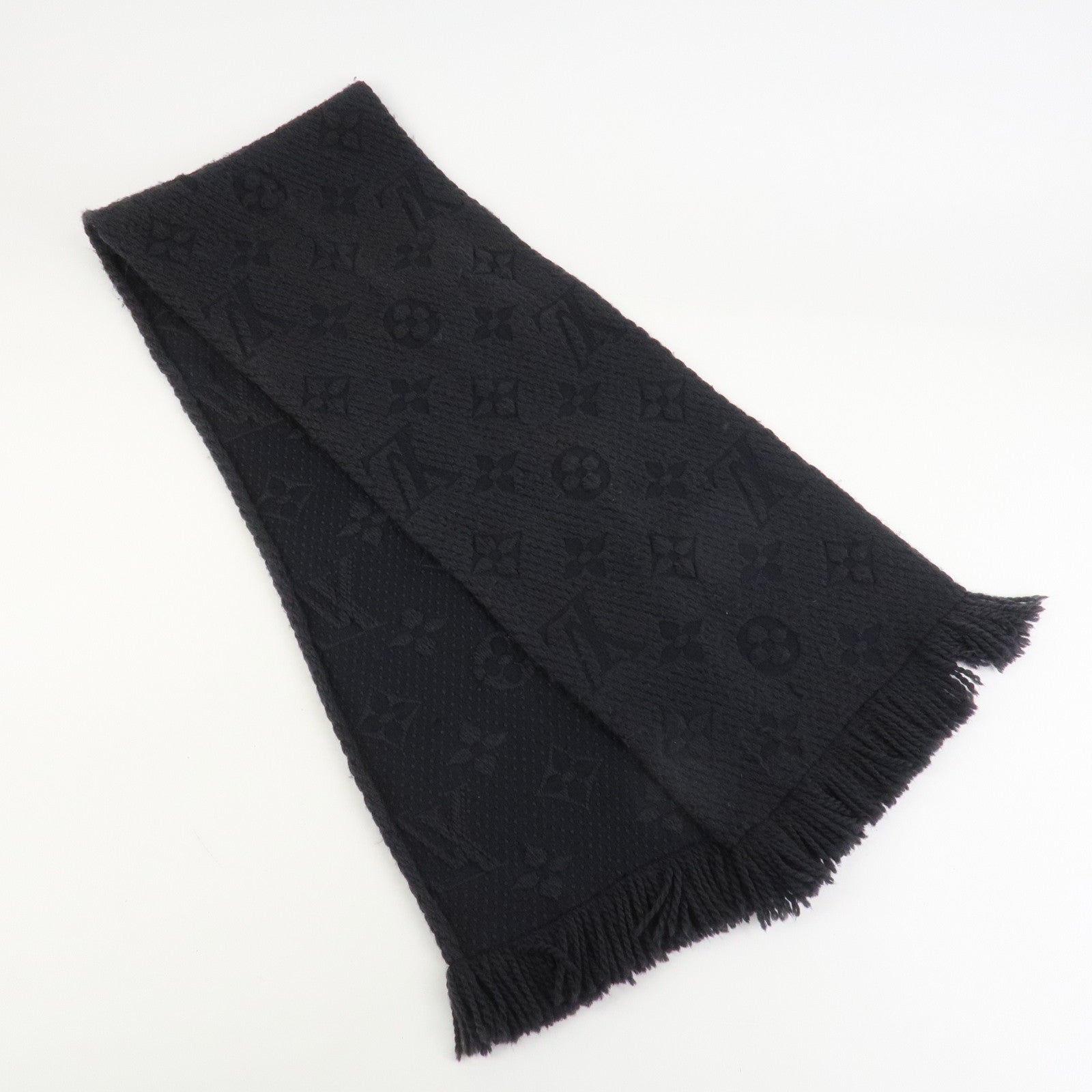 Louis Vuitton Echarpe Logomania Wool Silk Scarf Black M72431