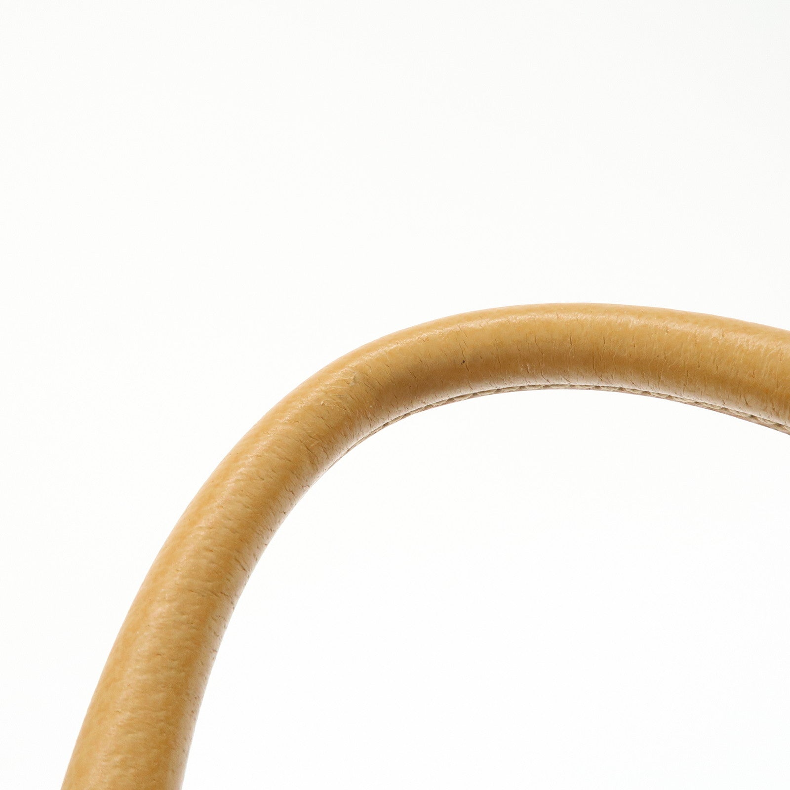 PRADA Triangle Logo Leather Canvas 2 Way Tote Bag Beige Brown