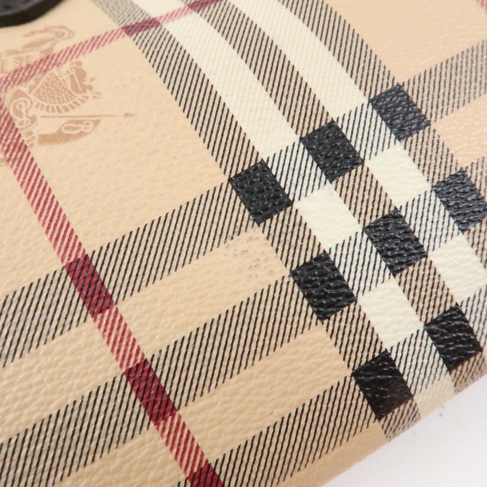 BURBERRY PVC Leather Nova Plaid Tote Bag Shoulder Bag Beige Brown