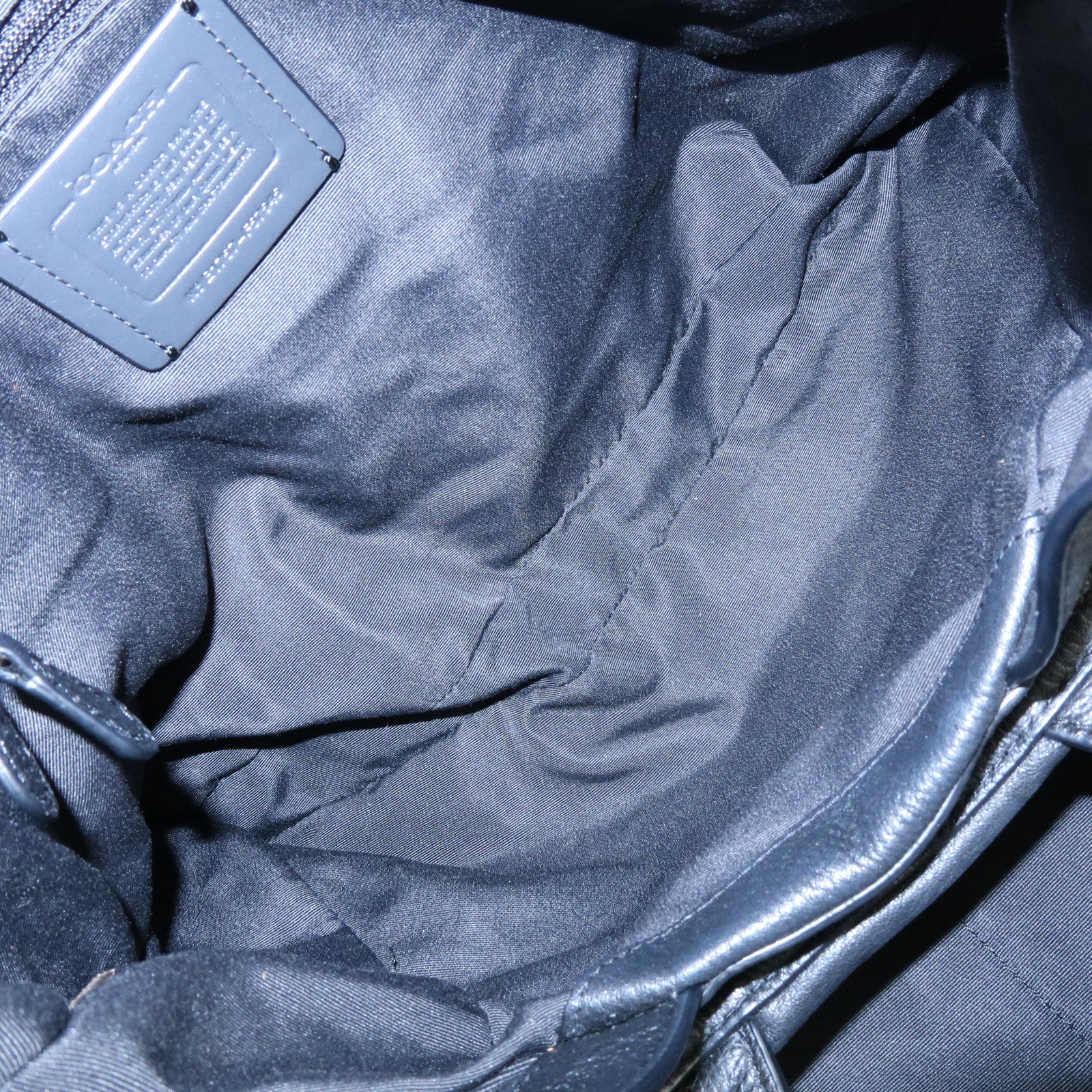 COACH Logo Leather Shoulder Bag Hand Bag Black