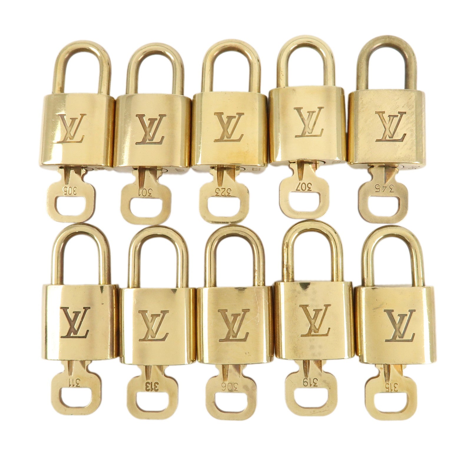 Louis Vuitton Set of 10 Lock & Key Cadena Key Lock Metal Gold Used