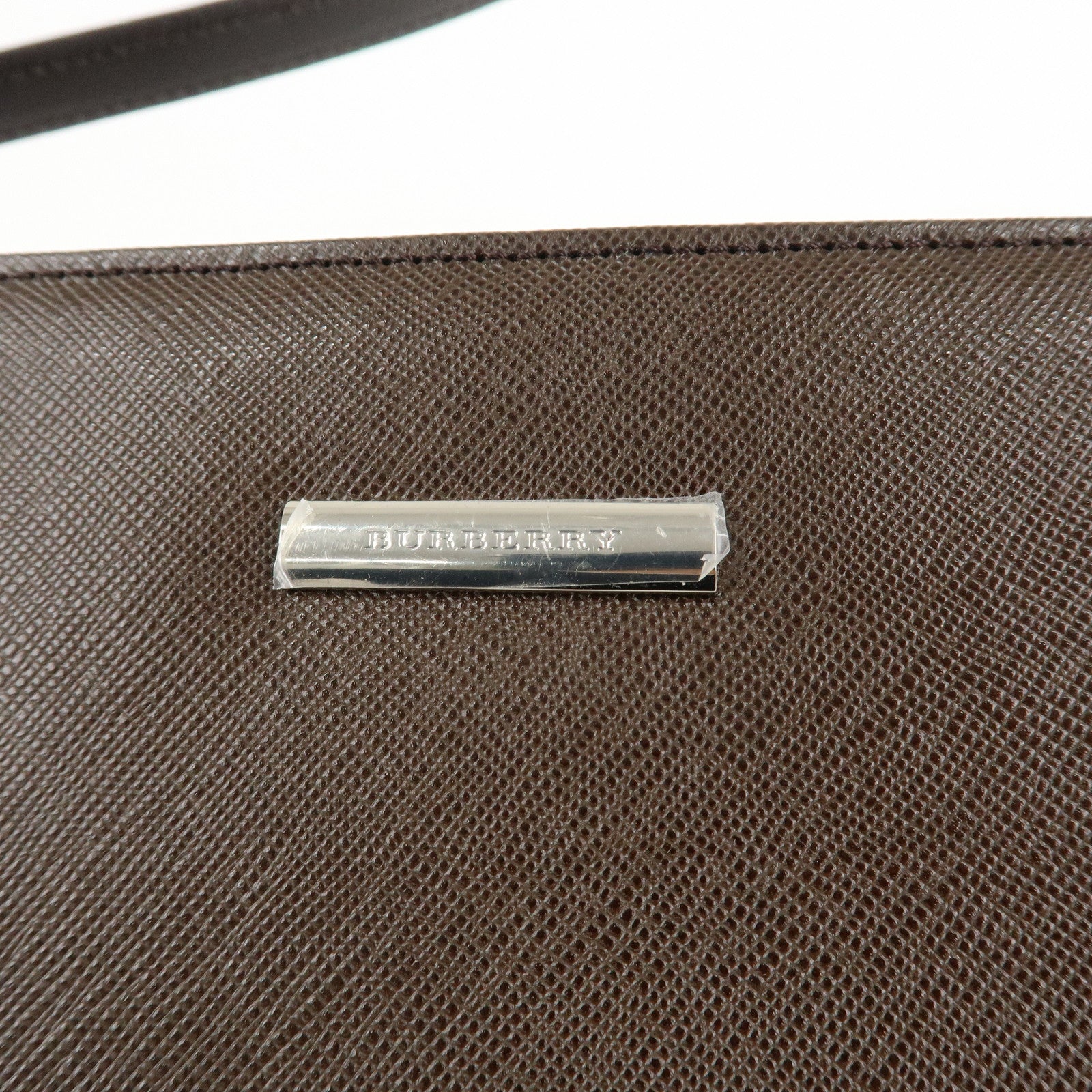BURBERRY Leather Shoulder Bag Hand Bag Brown Silver HDW Used