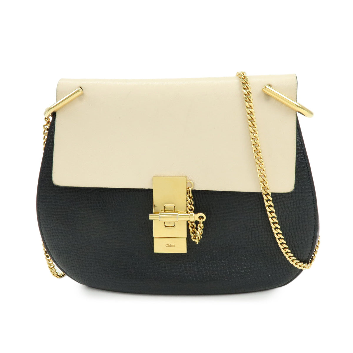 Chloe Drew Leather Shoulder Bag Crossbody Bag Black Ivory