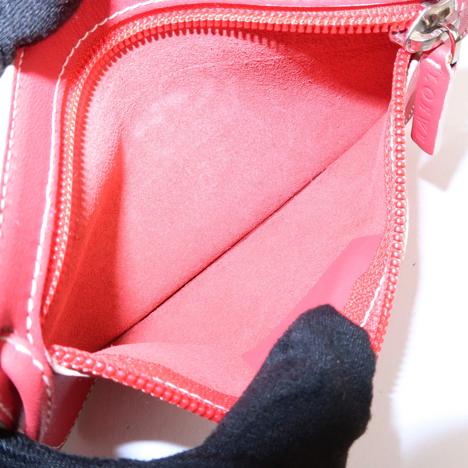 LOEWE Leather Hand Bag Red White Silver Hardware