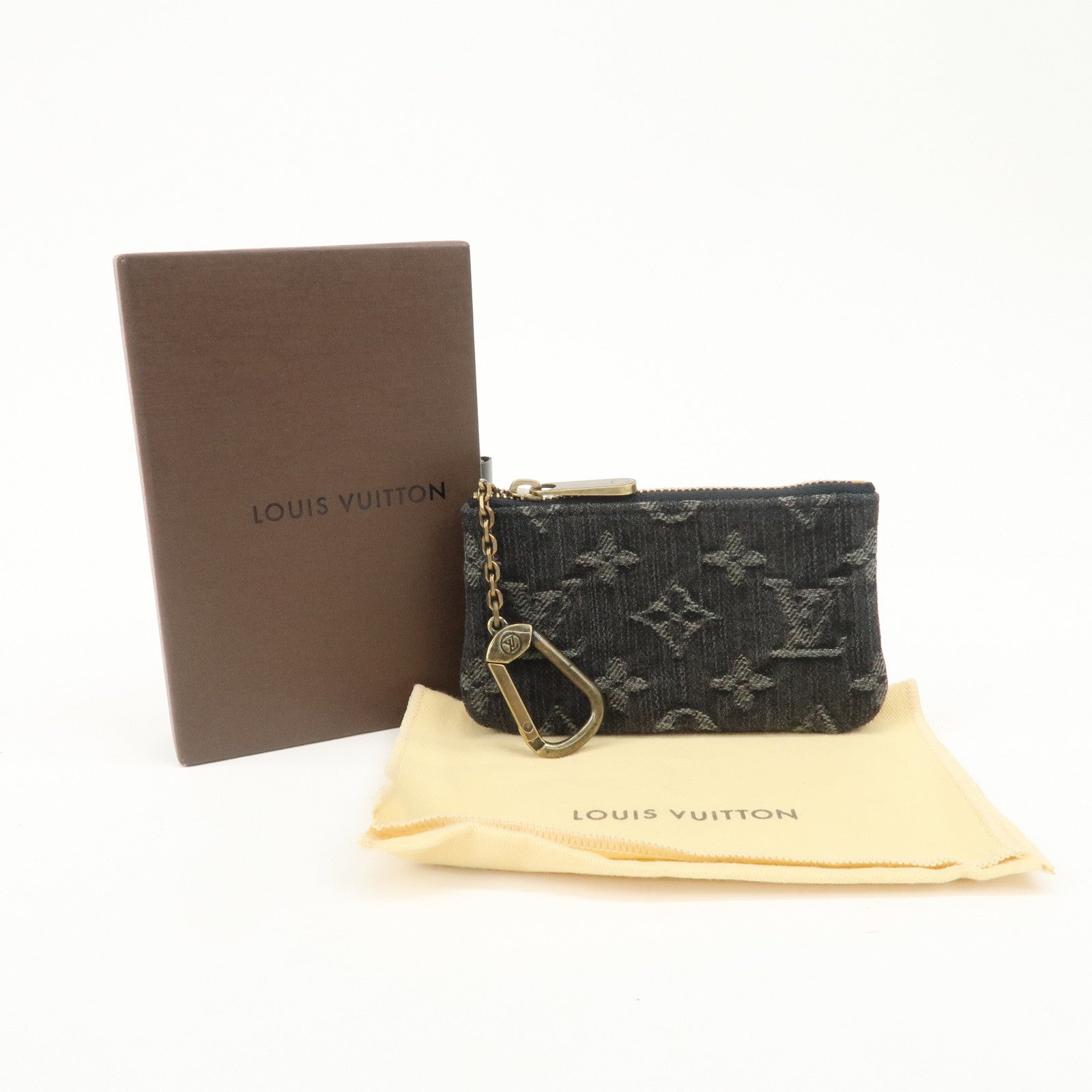 Louis Vuitton Monogram Denim Pochette Cles Coin Case Black M95616