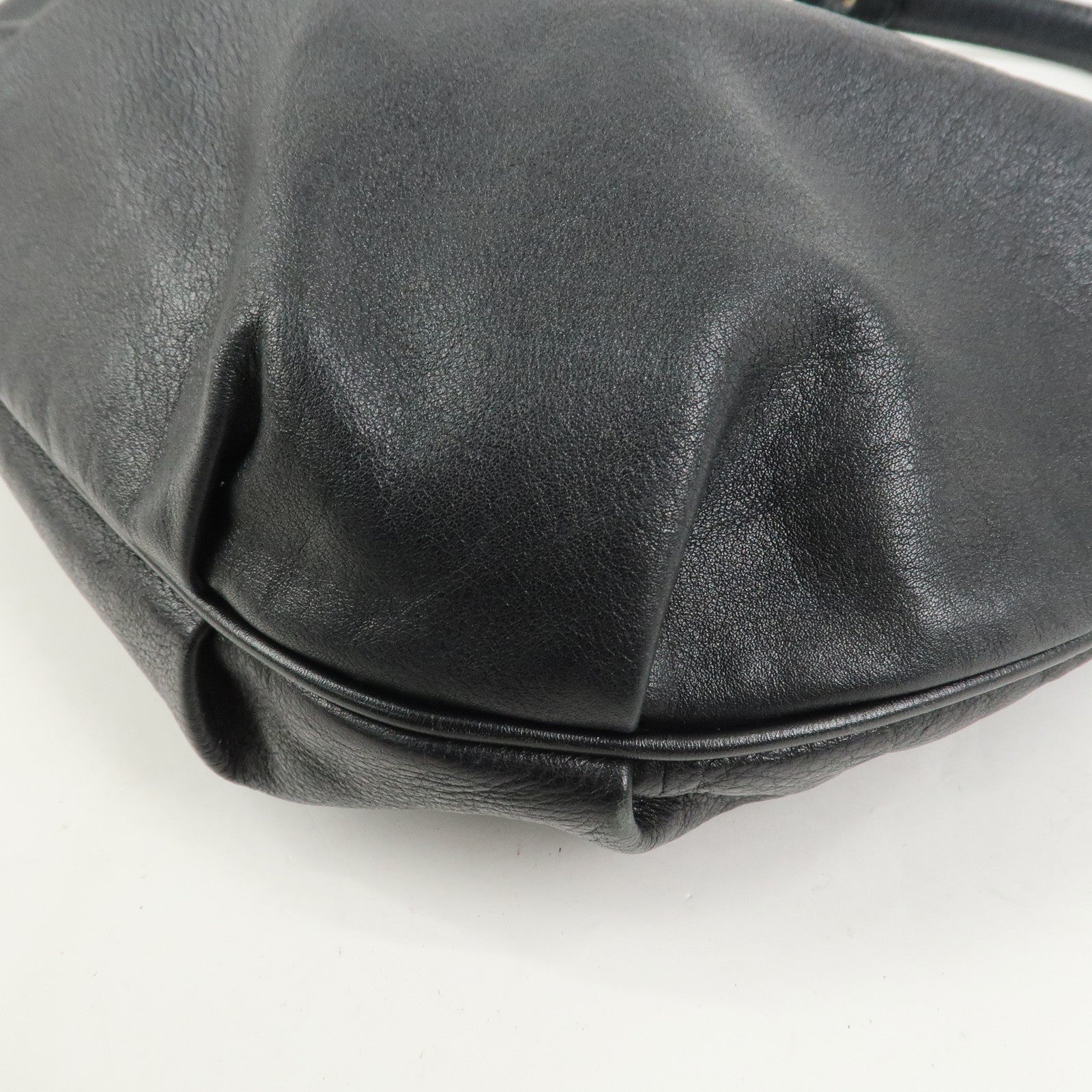 FENDI Leather Shoulder Bag Hand Bag Black 8BR340