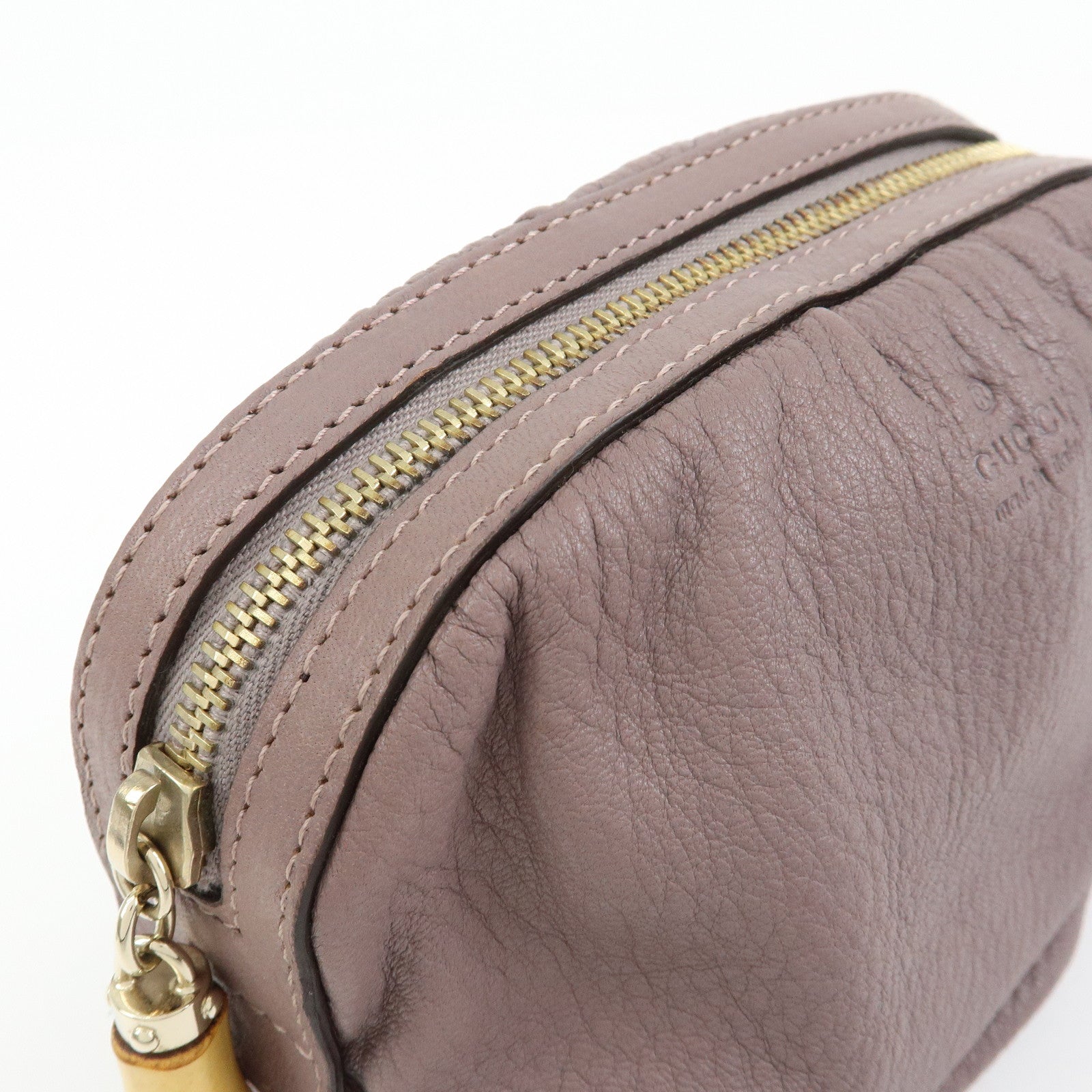 GUCCI Bamboo Leather Cosmetic Case Pouch Light Purple 246175