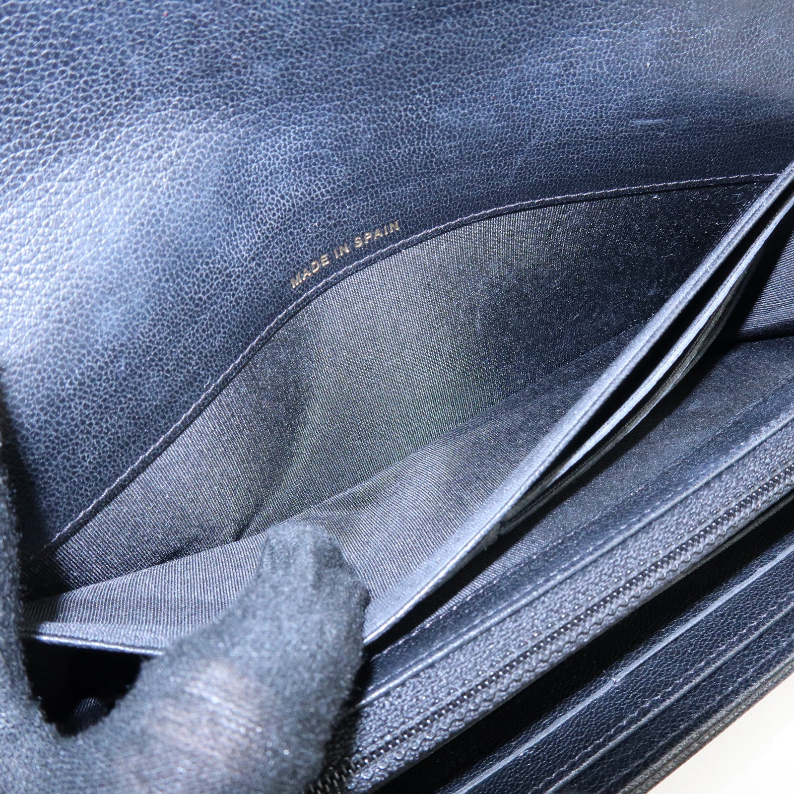 CHANEL COCO Mark Leather Flap Bi-Fold Long Wallet Black